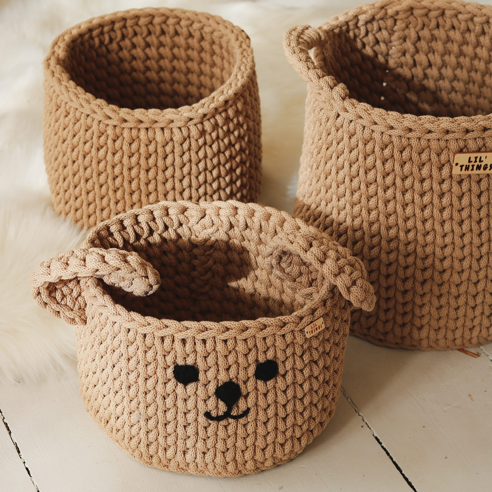 LIL'THINGS Panier ours mocca