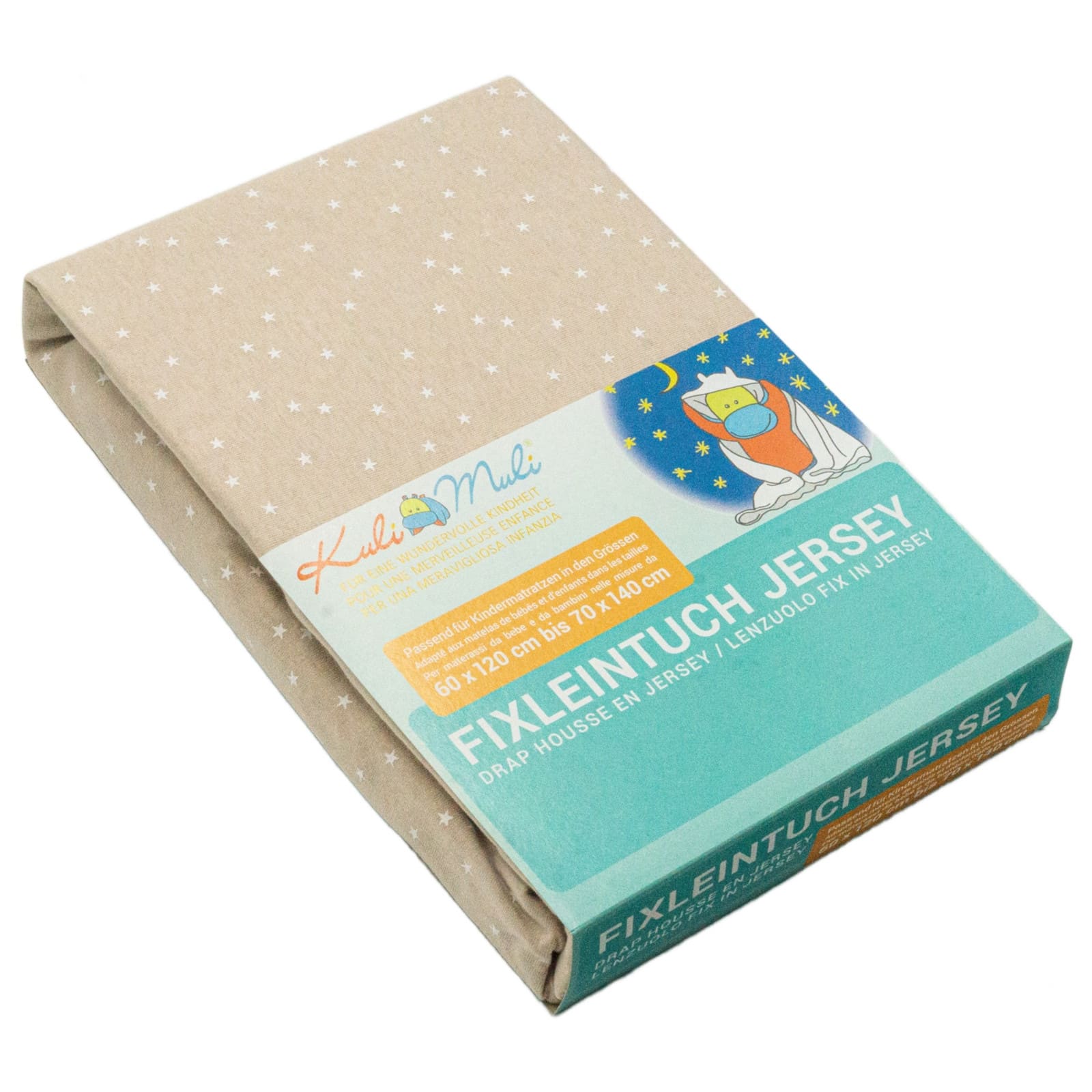 KULI-MULI Fixleintuch Jersey Stern beige 45 x 90 cm