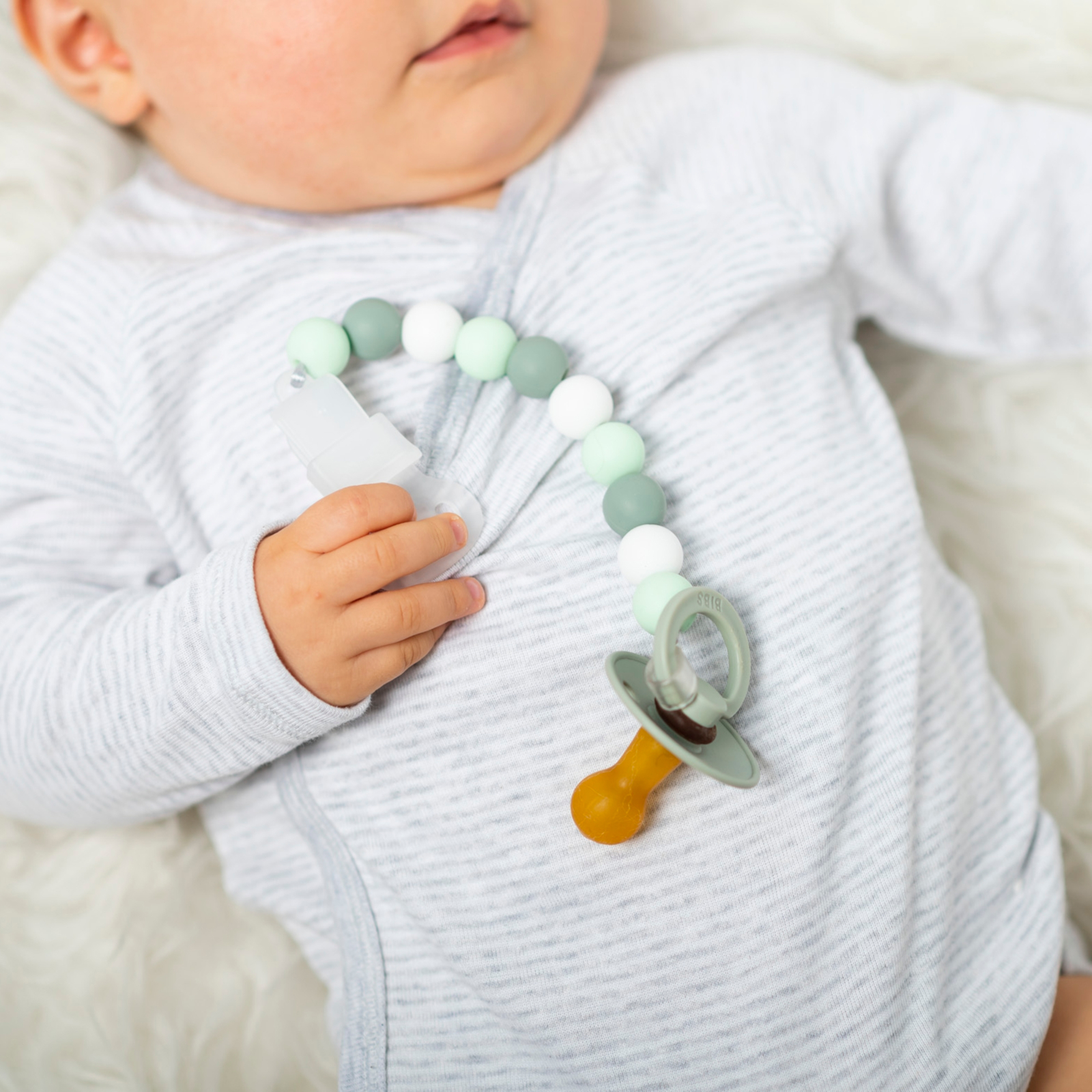 NATTOU SILIKON Nuggikette mint-weiss