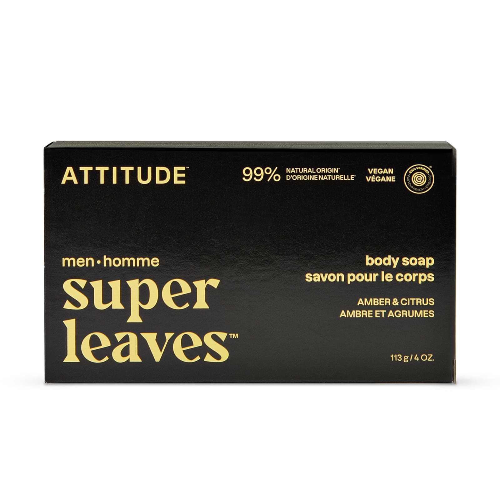 ATTITUDE super leaves men Savon pour le corps ambre & agrumes 113g