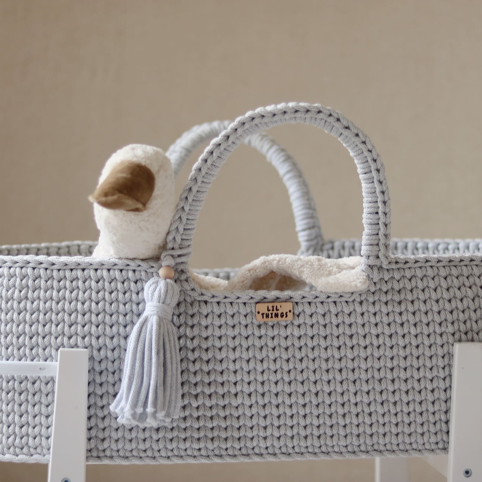 LIL'THINGS Couffin Moïse en coton avec matelas gris