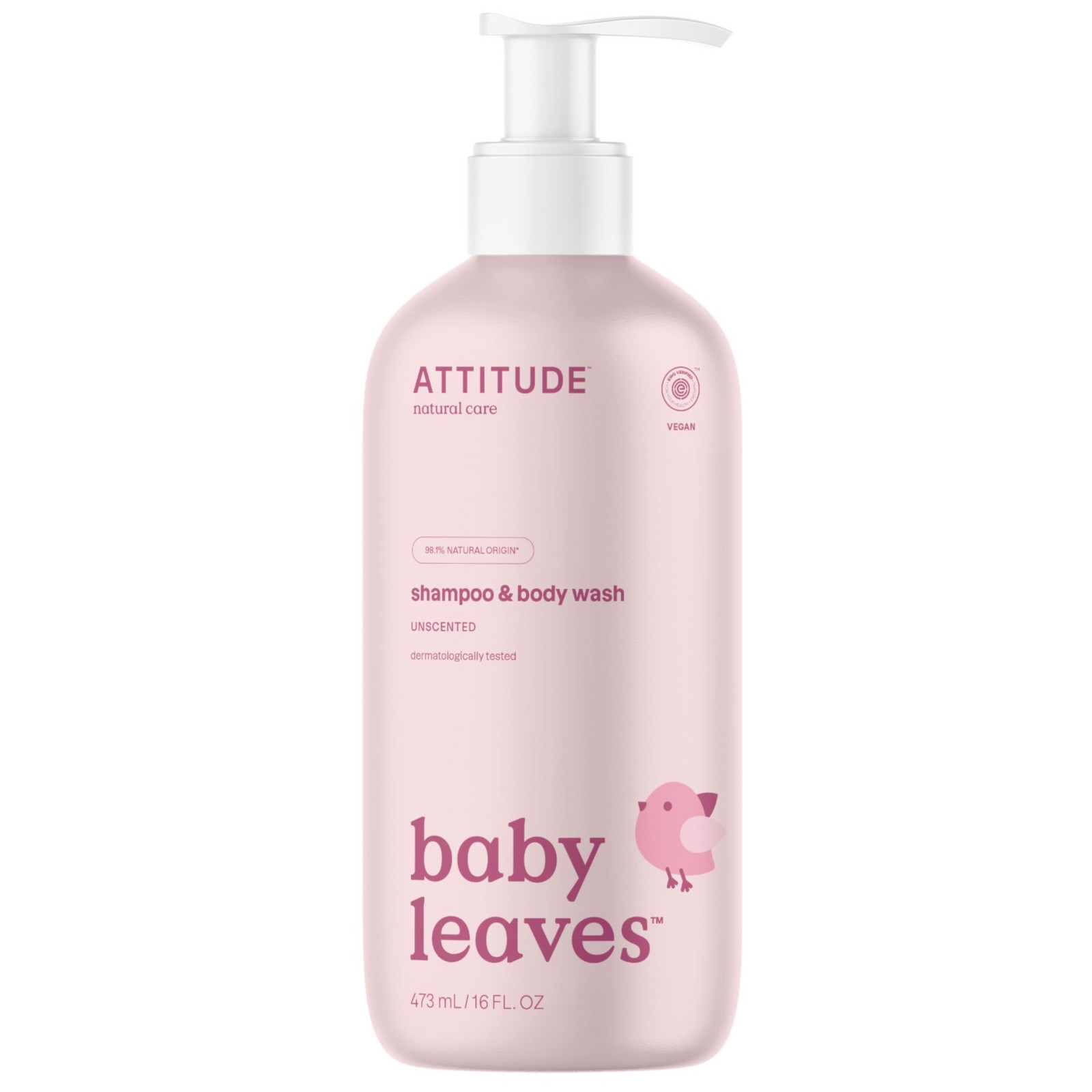 ATTITUDE 2in1 Shampoo und Duschgel parfümfrei BabyLeaves, 473ml