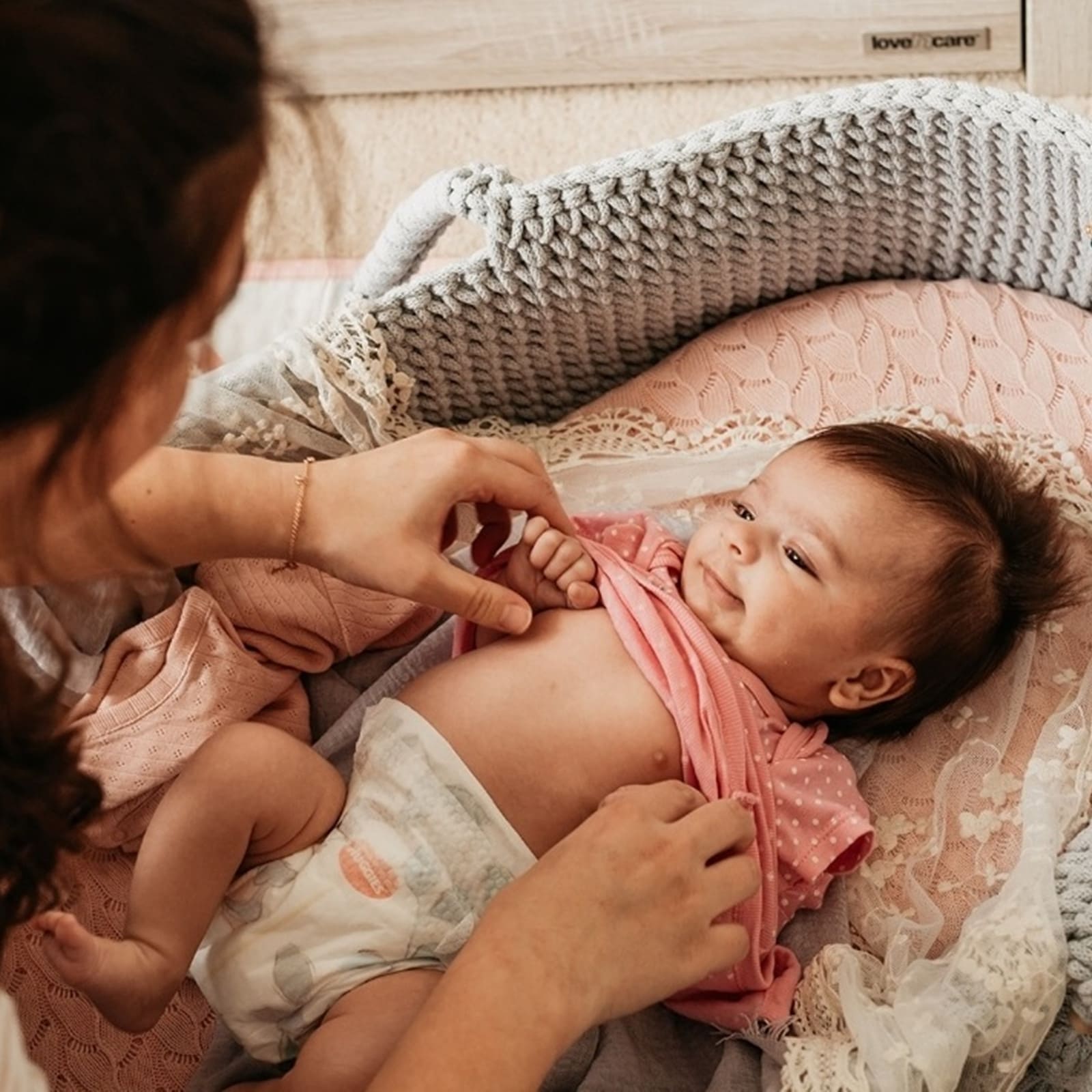 LIL'THINGS Couffin Moïse en coton avec matelas gris