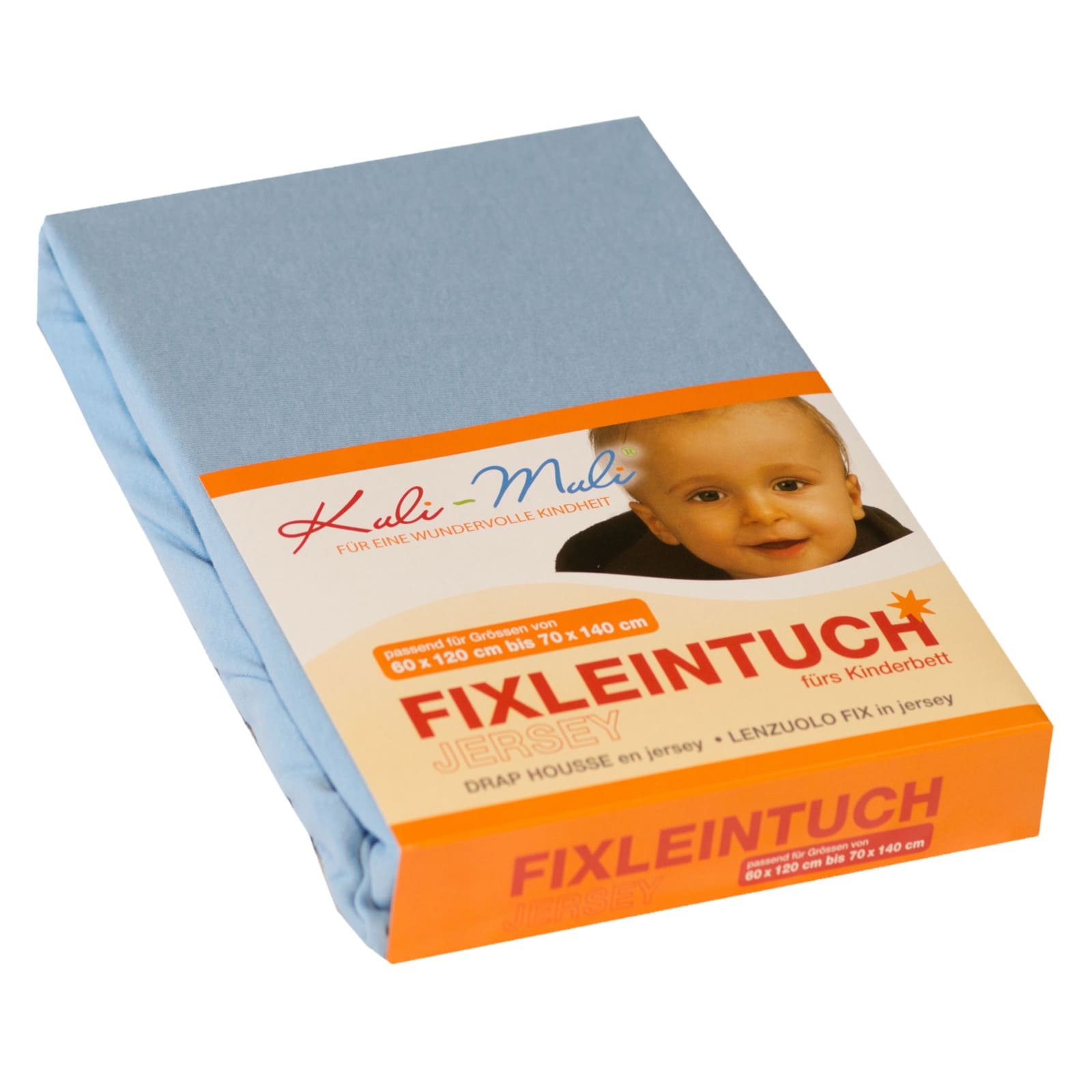 KULI-MULI Fixleintuch Jersey hellblau 70 x 140 cm
