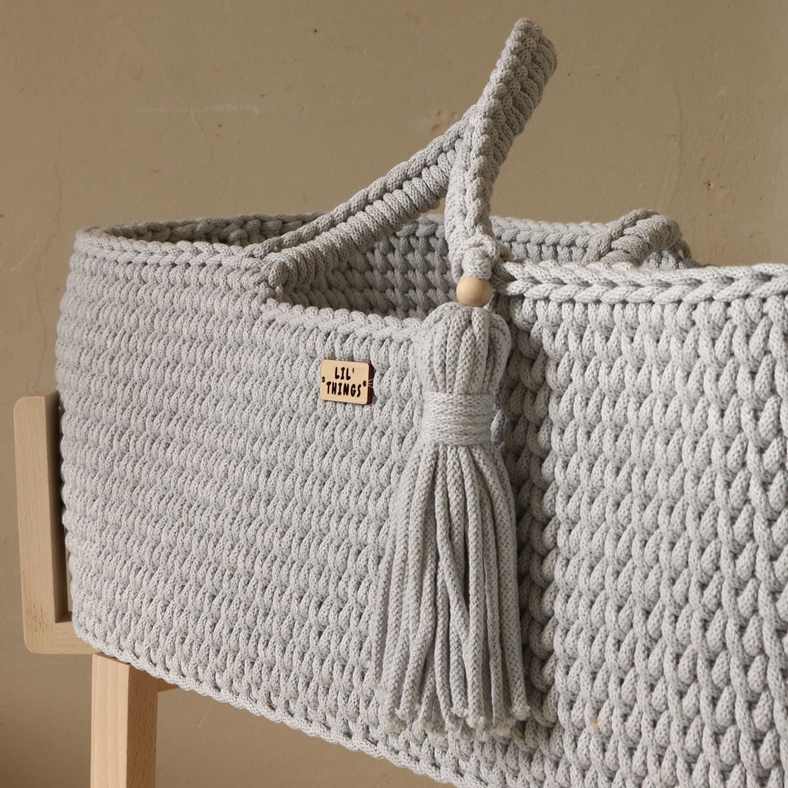 LIL'THINGS Couffin Moïse en coton avec matelas gris