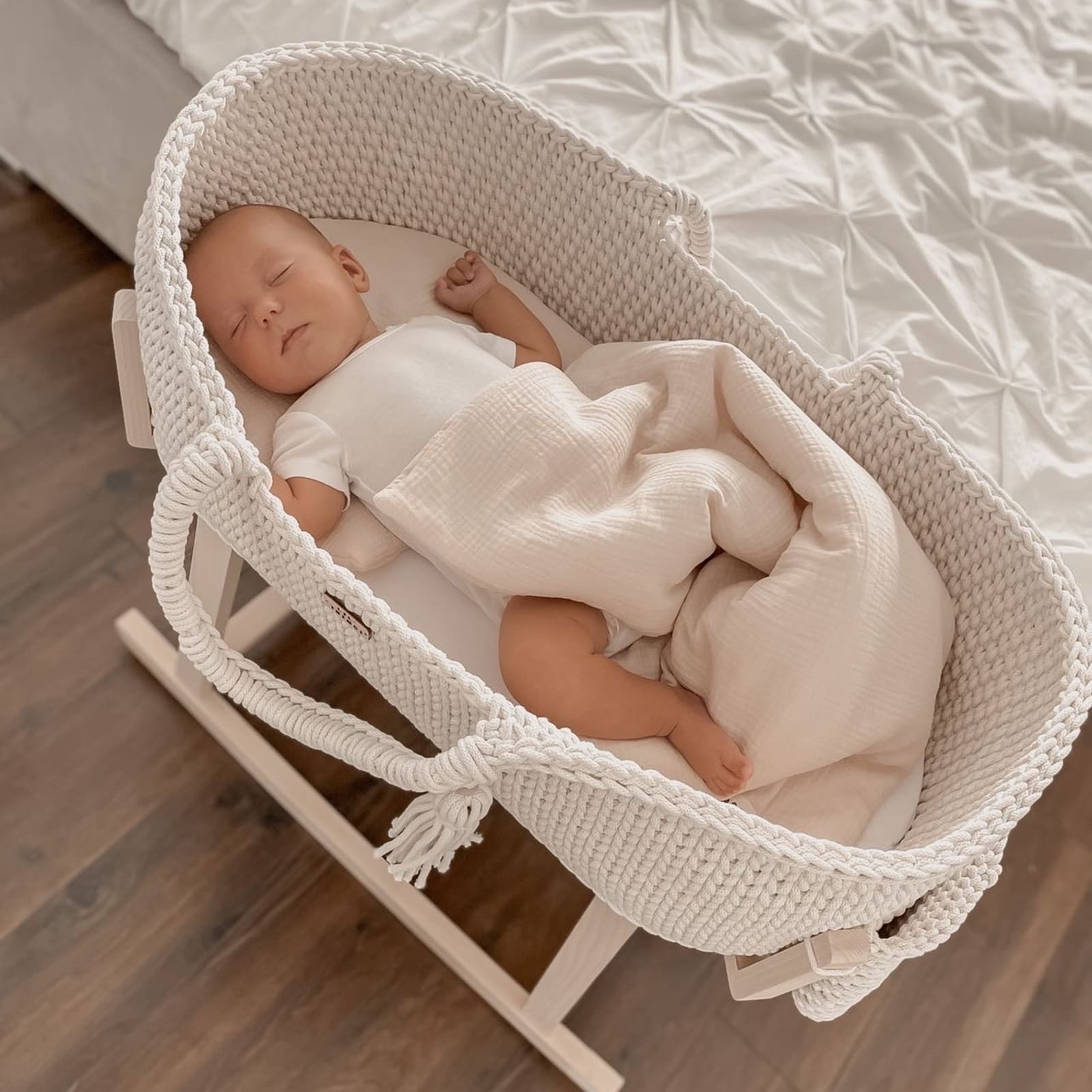 LIL'THINGS Couffin Moïse en coton avec matelas naturel
