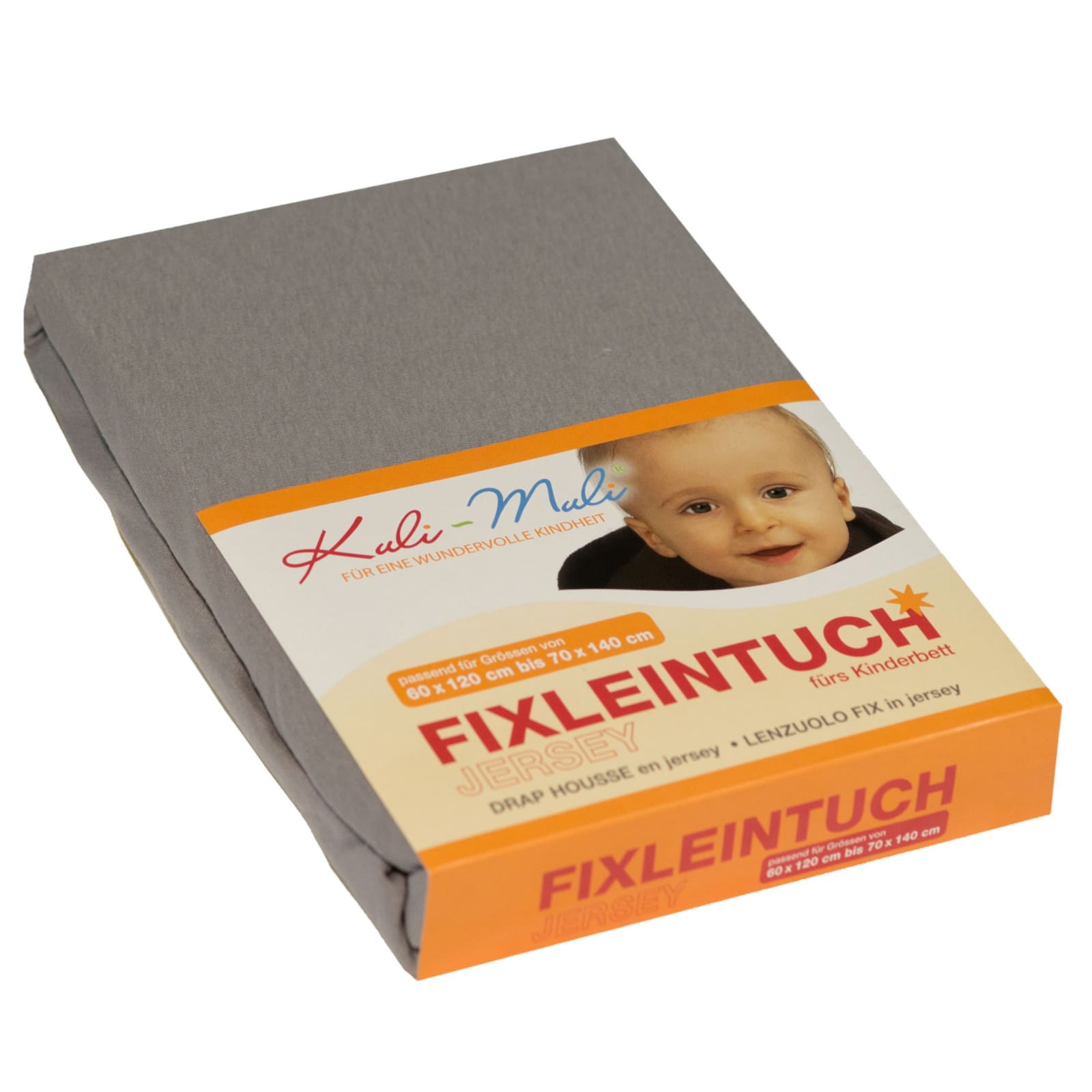 KULI-MULI Fixleintuch Frottee 90 x 45 cm grau