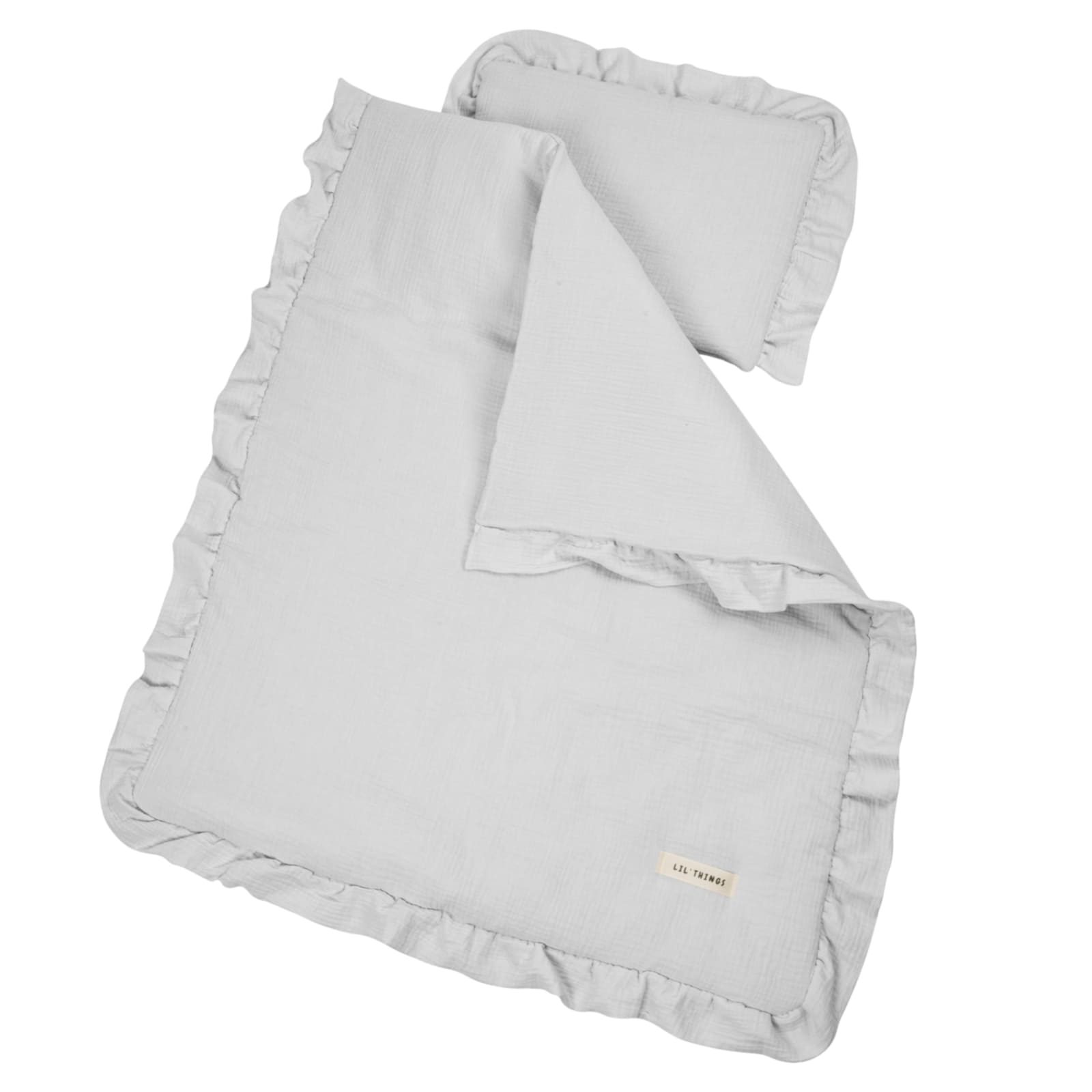 LIL'THINGS GOTS Literie à volant en mousseline gris