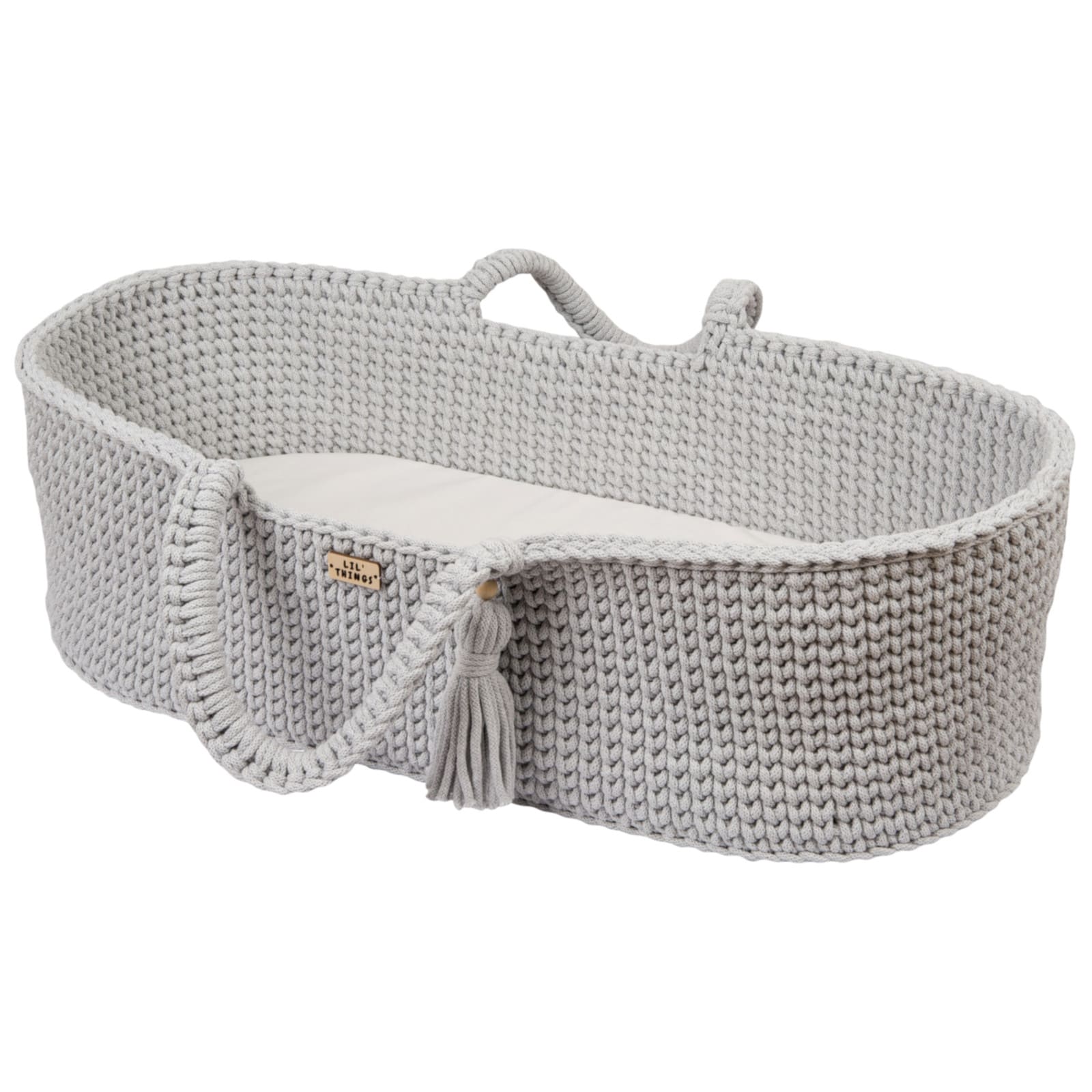 LIL'THINGS Couffin Moïse en coton avec matelas gris