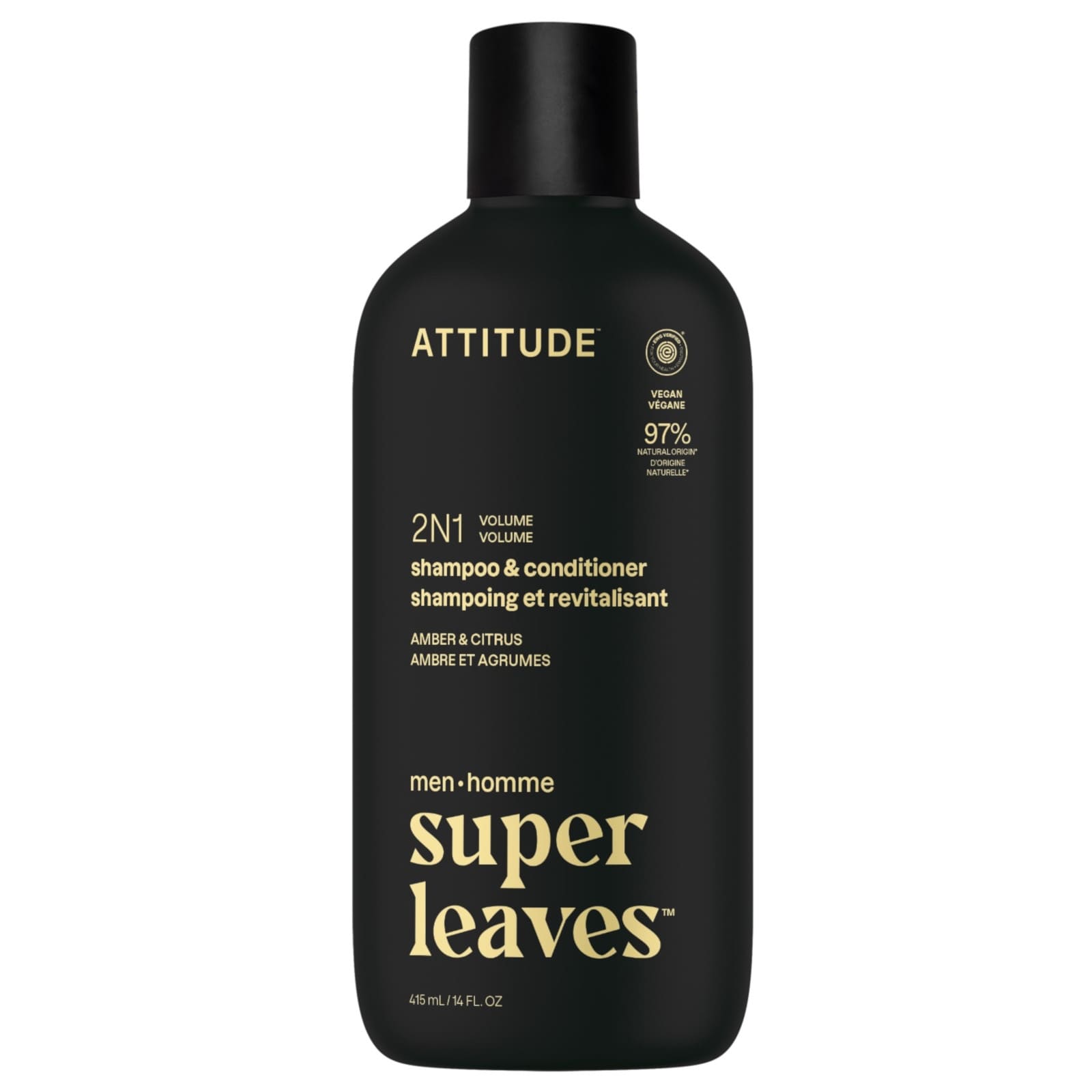 ATTITUDE super leaves men 2in1 Shampoo & Pflegespülung Volumen Bernstein & Zitrusfrüchte 415ml
