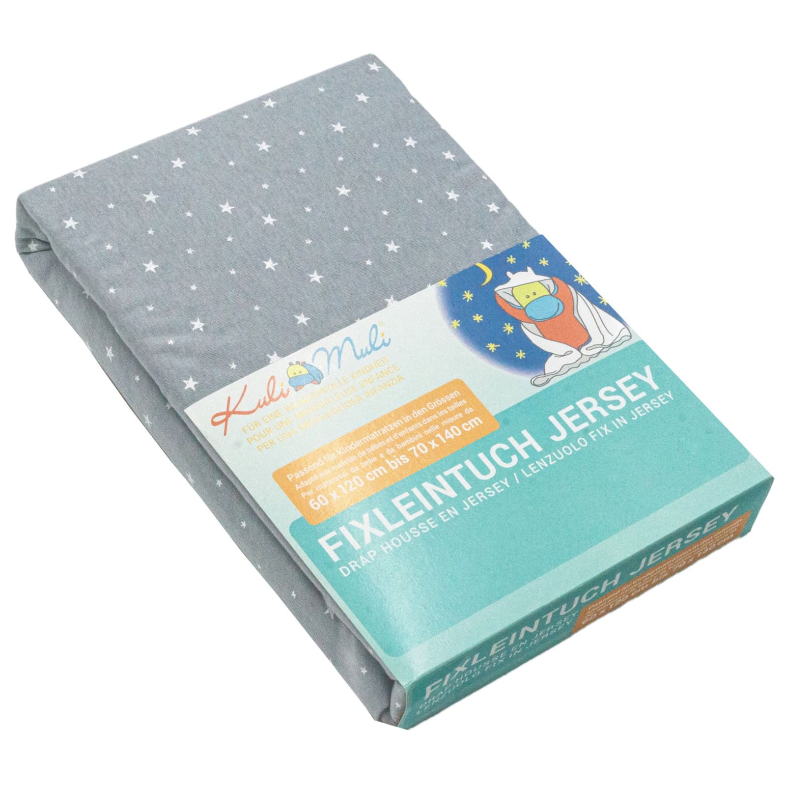 KULI-MULI Fixleintuch Jersey Stern grau 45 x 90 cm
