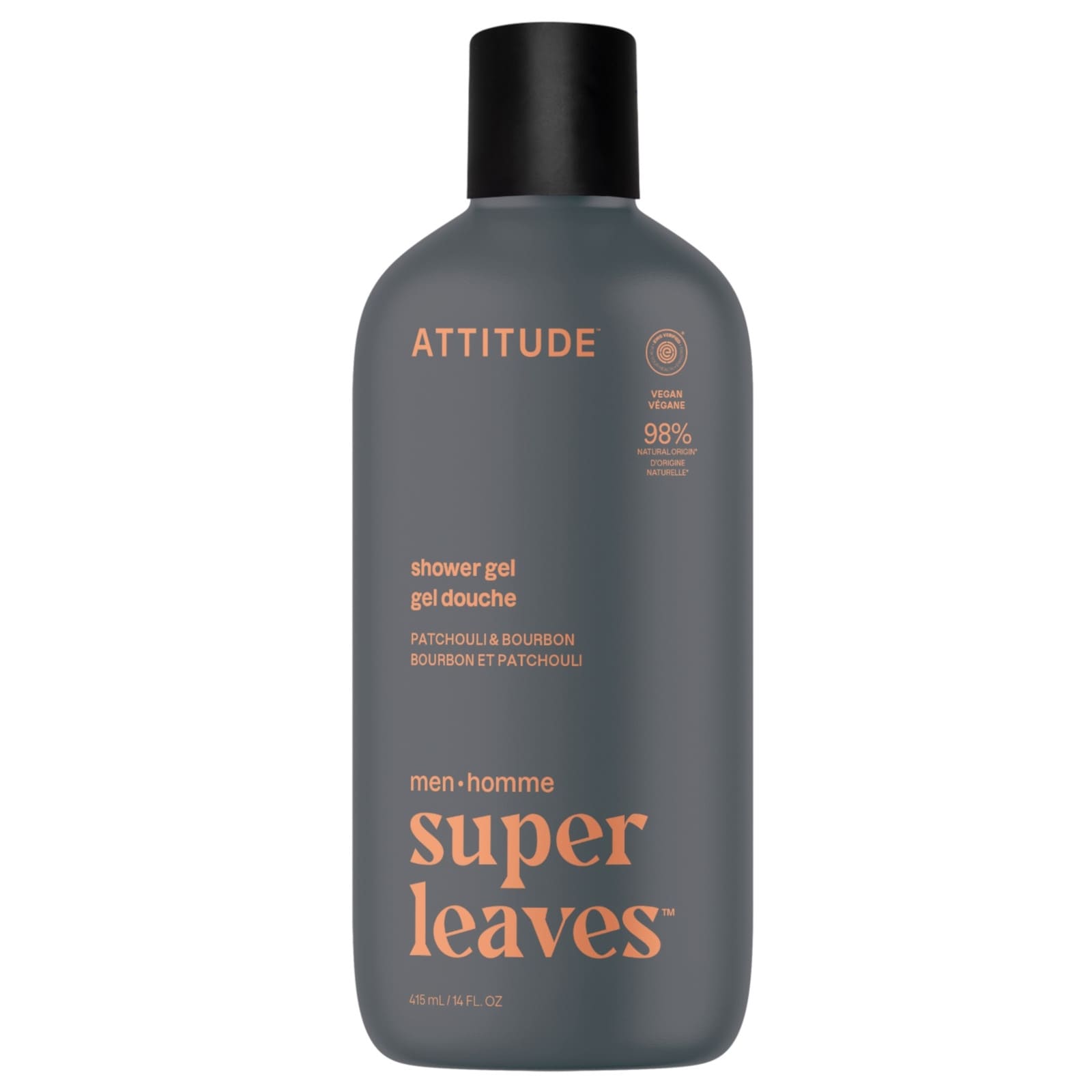 ATTITUDE super leaves men Gel douche bourbon & patchouli 415ml