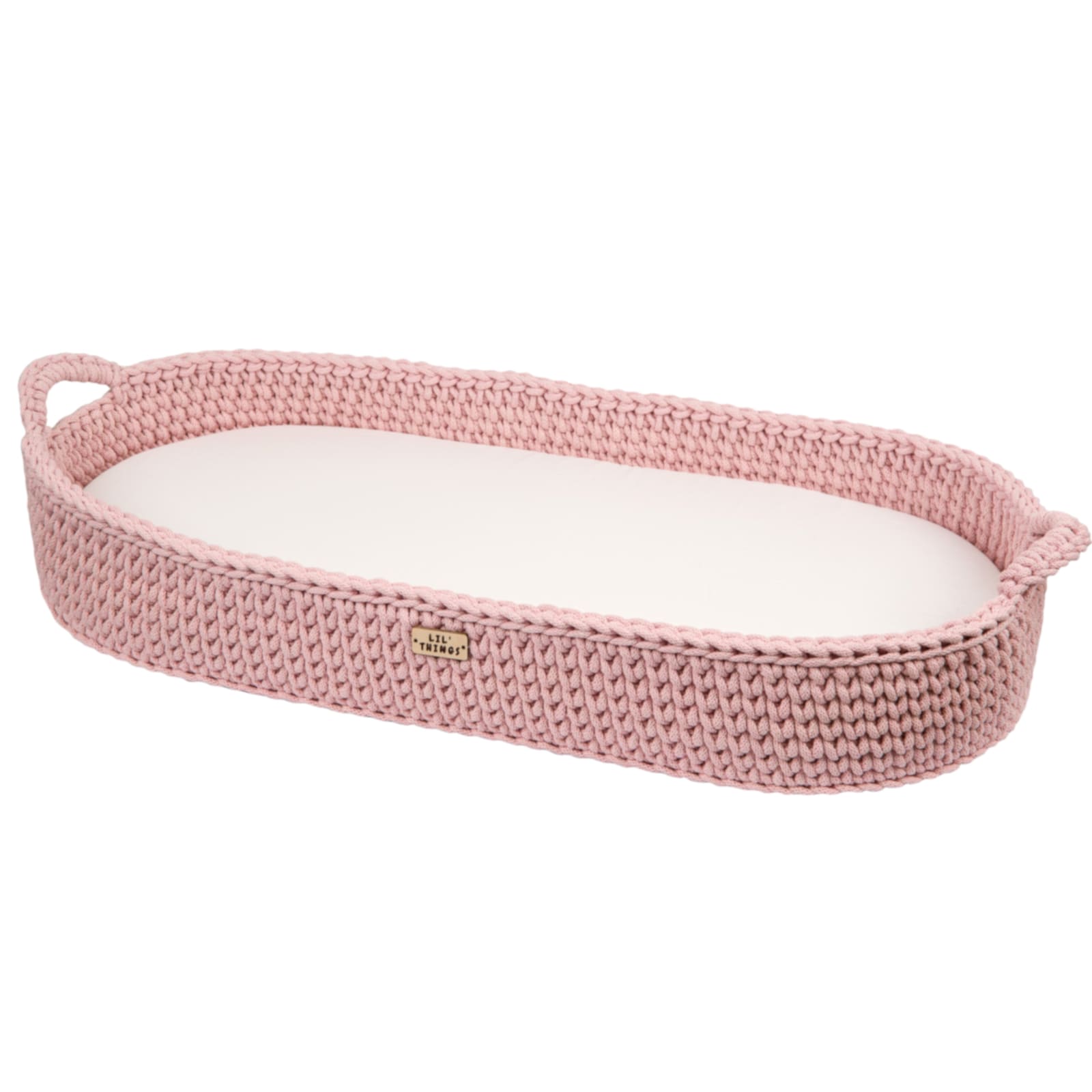 LIL'THINGS Panier à langer en coton avec matelas rose