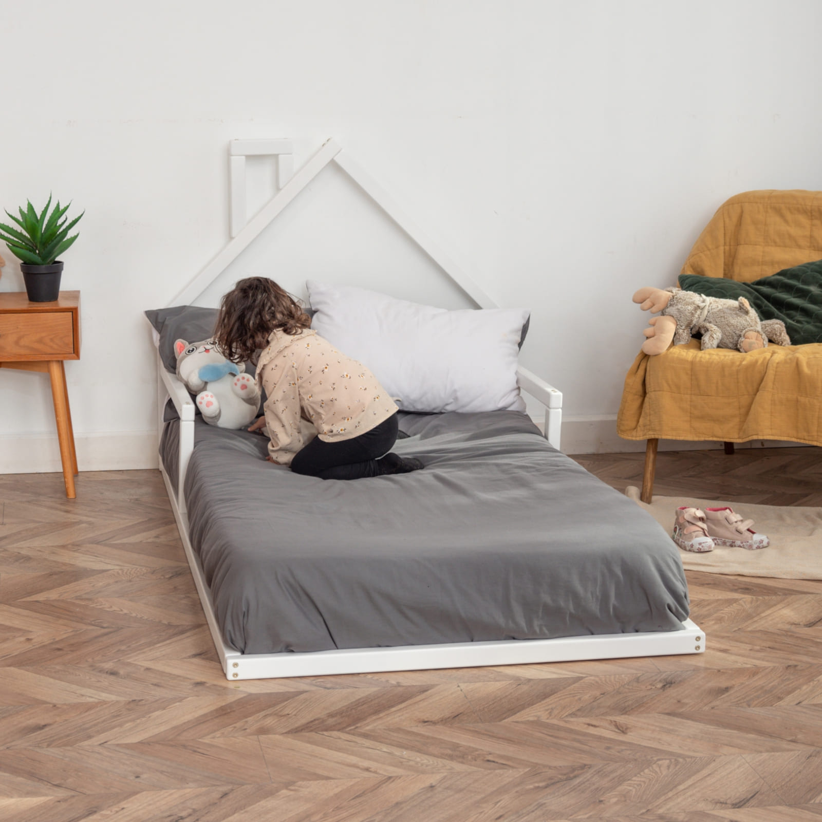 WOODANDHEARTS Lit au sol 90 x 200 cm blanc