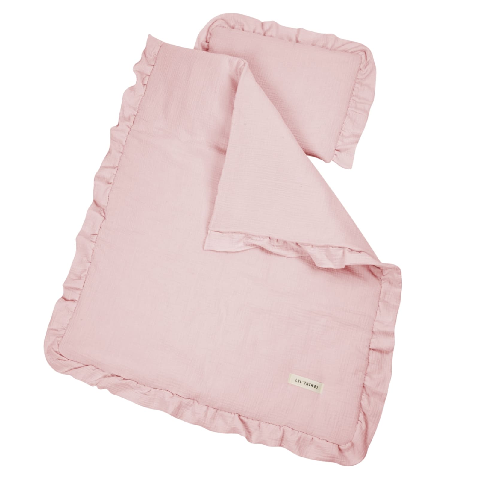 LIL'THINGS GOTS Literie à volant en mousseline rose