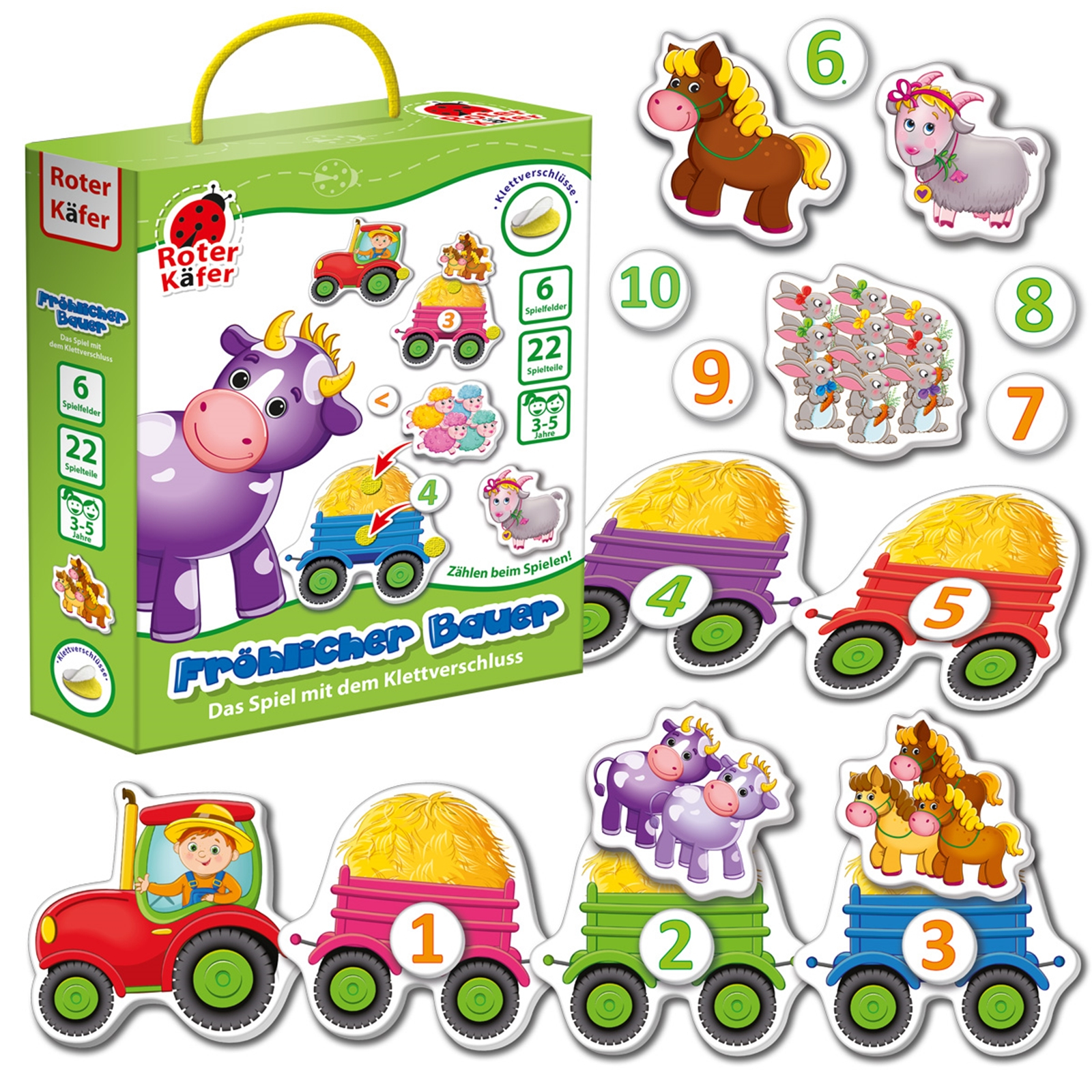ROTER KÄFER Lernspiel mit Klettverschluss Fröhlicher Bauer