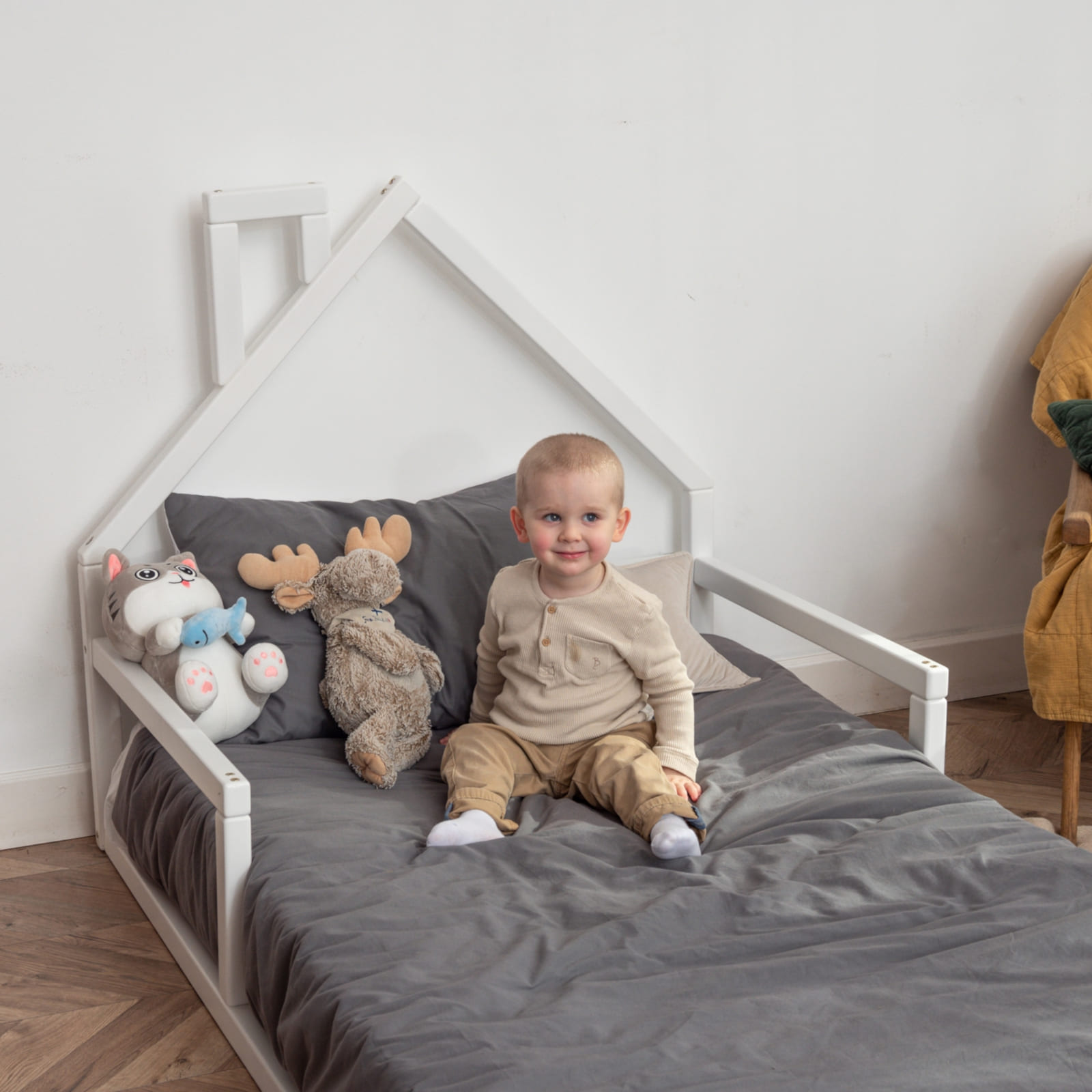 WOODANDHEARTS Lit au sol 90 x 200 cm blanc