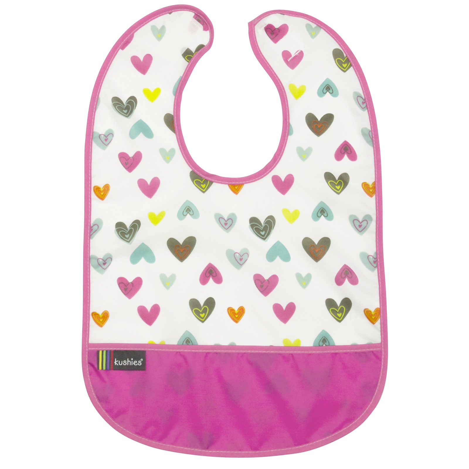 KUSHIES Lätzchen ohne Ärmel CleanBib, 12 Monate +, Herzen