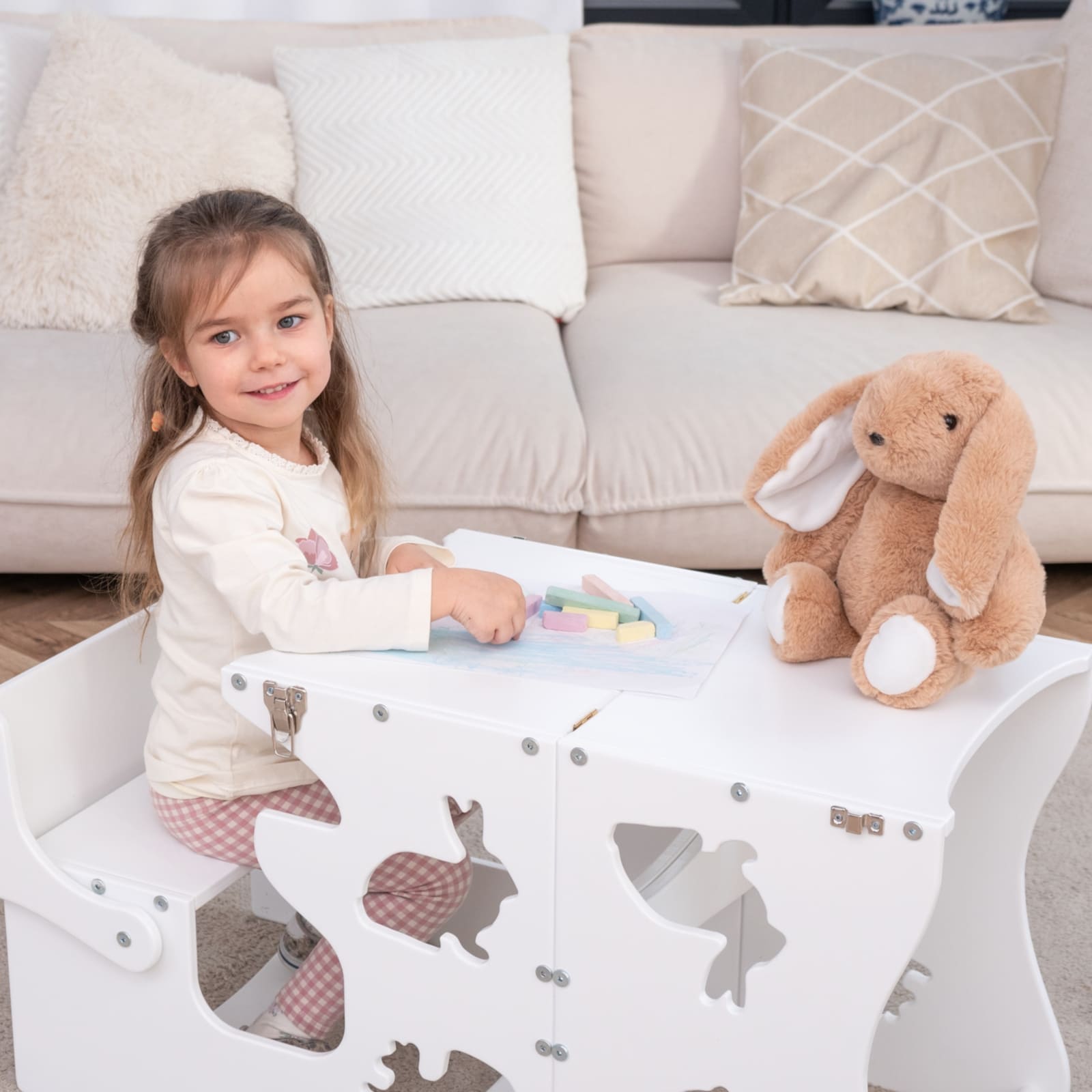 WOODANDHEARTS Tour d’apprentissage Animaux blanc