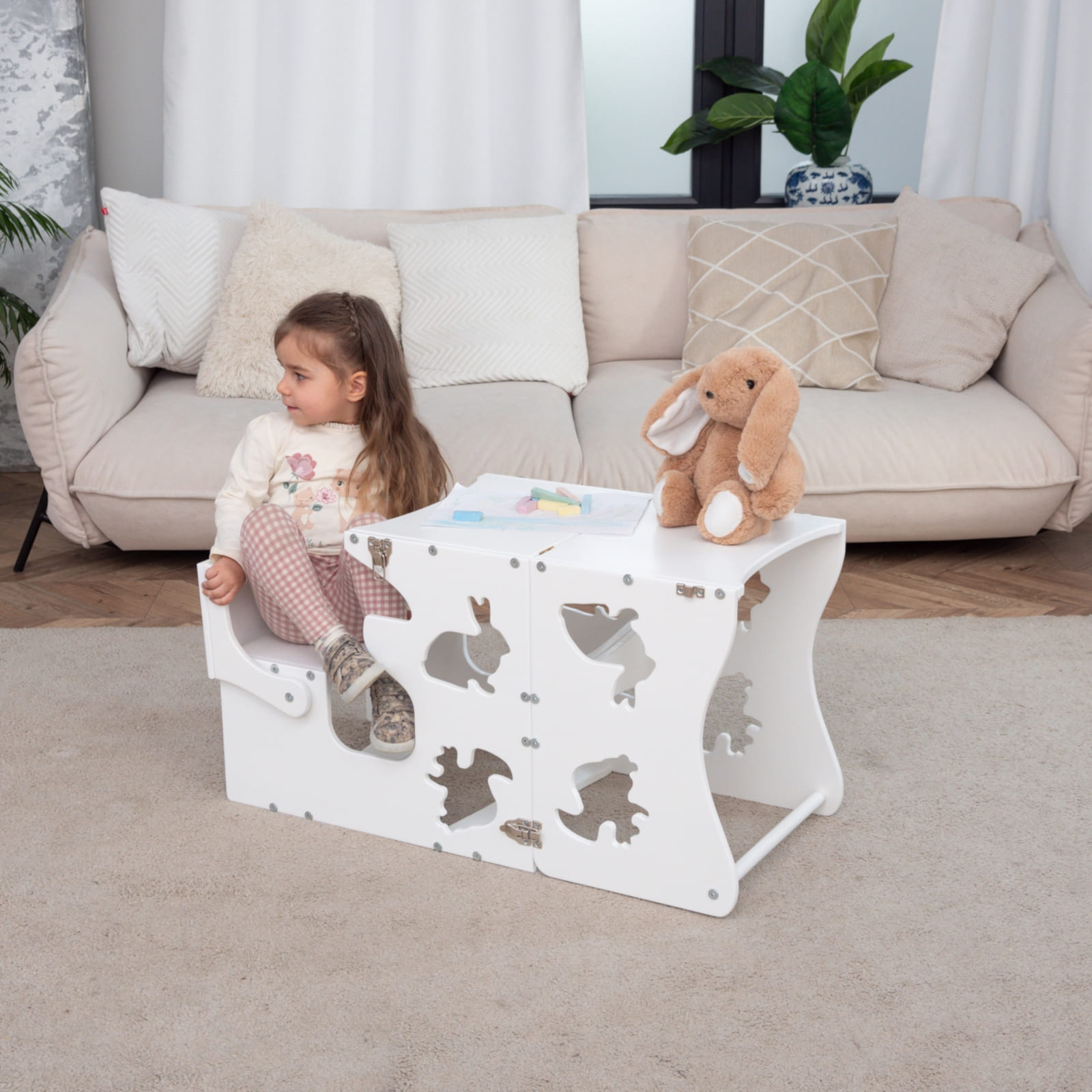 WOODANDHEARTS Tour d’apprentissage Animaux blanc