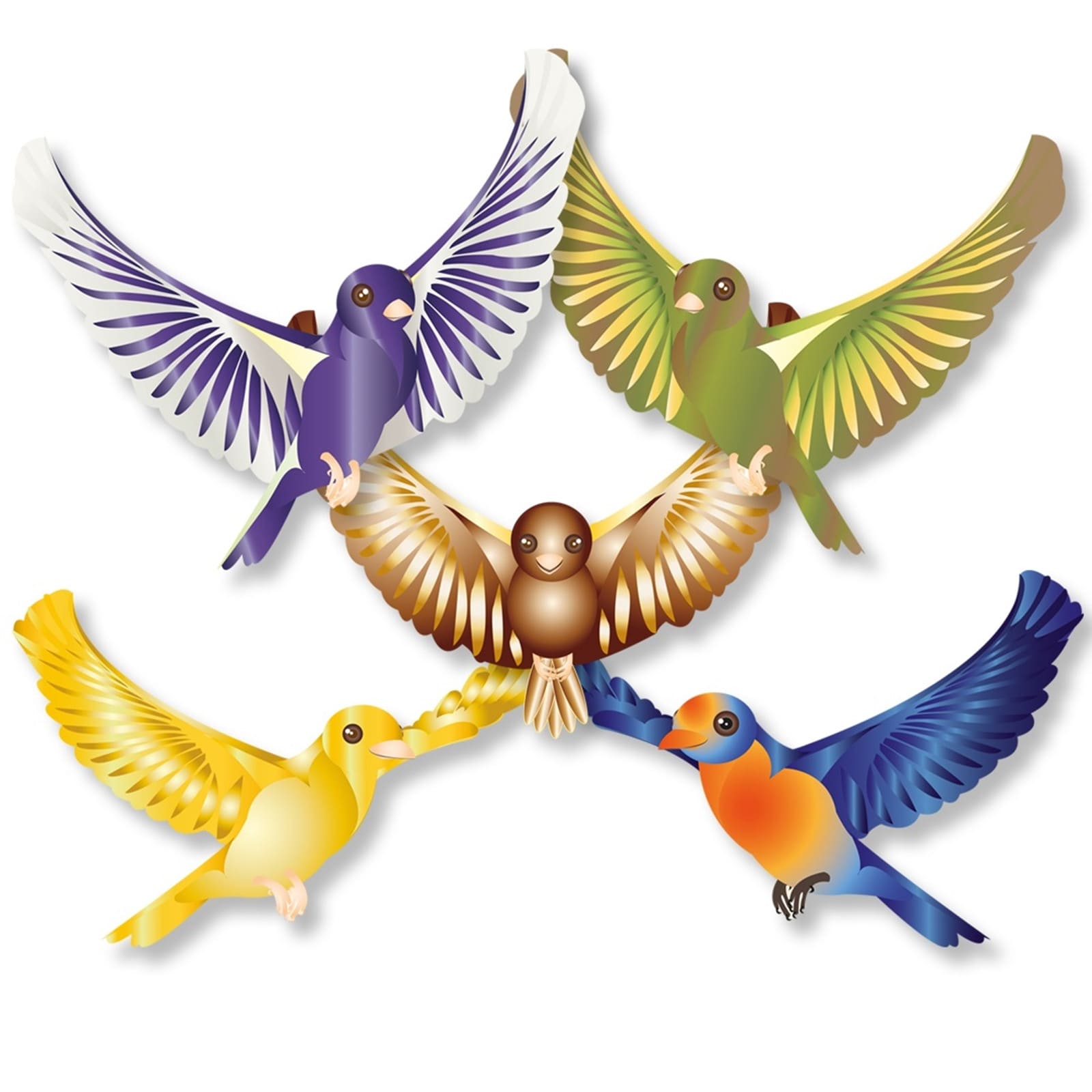 VALENTINES FOREST Magnetische Herbstvögel 5er Pack