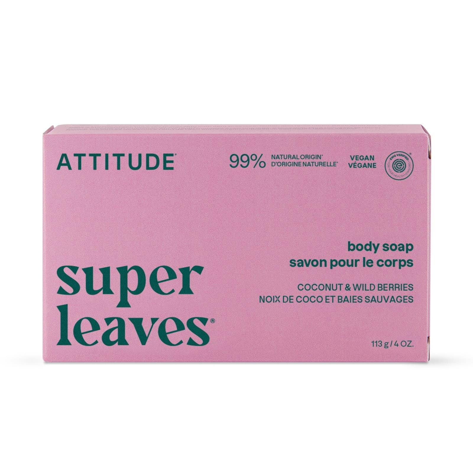 ATTITUDE super leaves Savon pour le corps Noix de coco & baies sauvages 113g