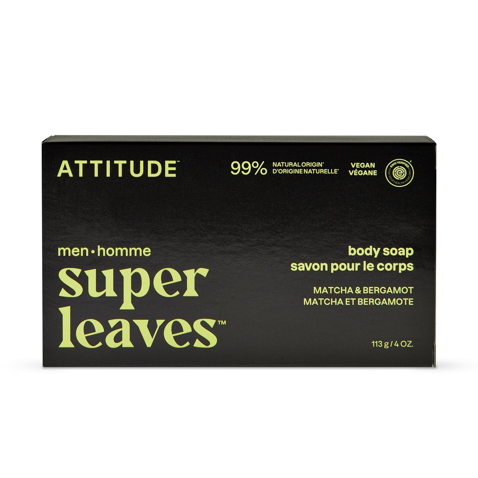 ATTITUDE super leaves men Savon pour le corps matcha & bergamote 113g