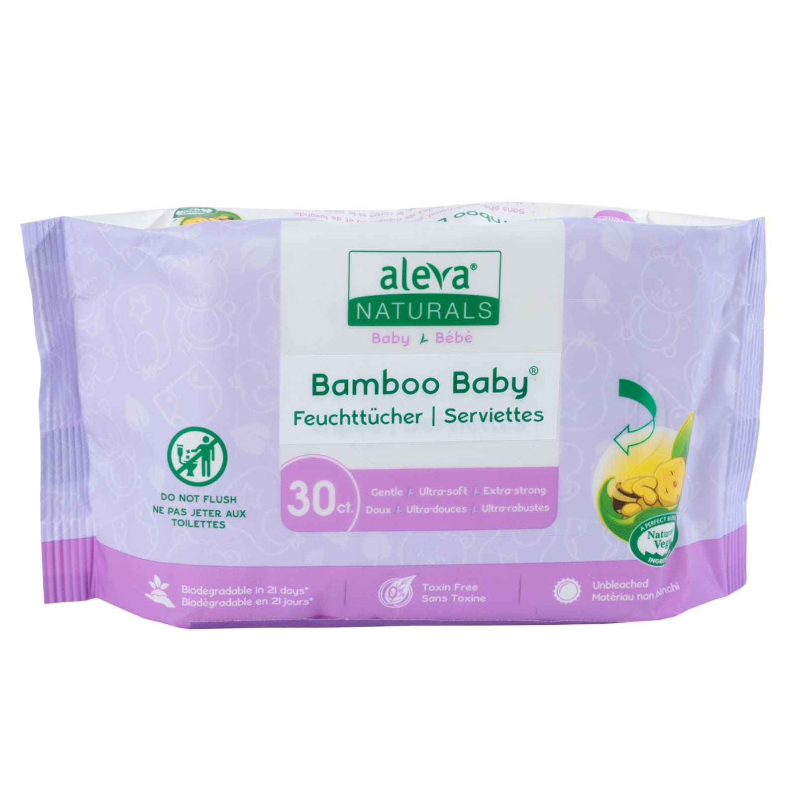 ALEVA NATURALS Bambus Feuchttücher Travel Size 30 Stk.