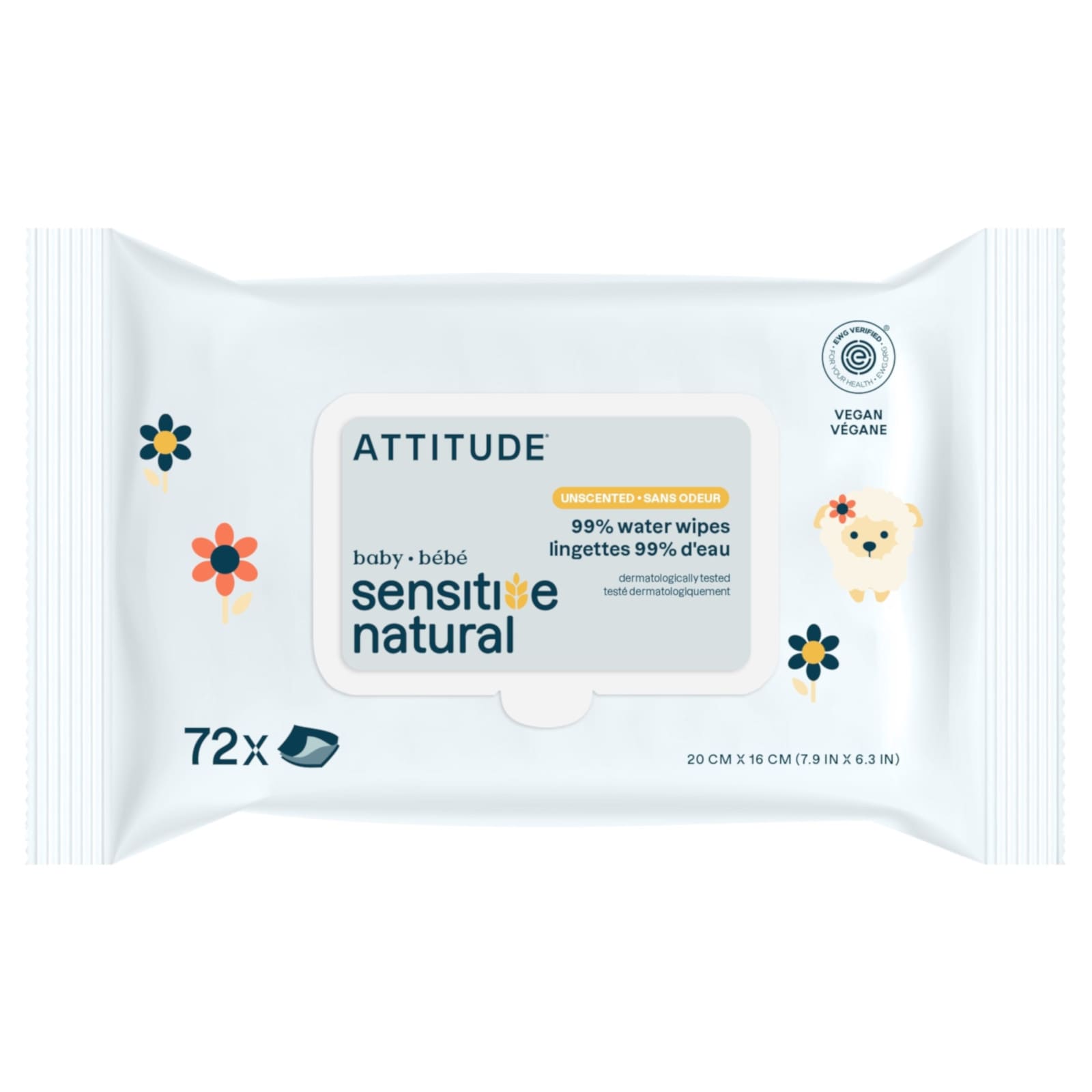 ATTITUDE sensitive natural baby care Feuchttücher unparfümiert 72 Stk.