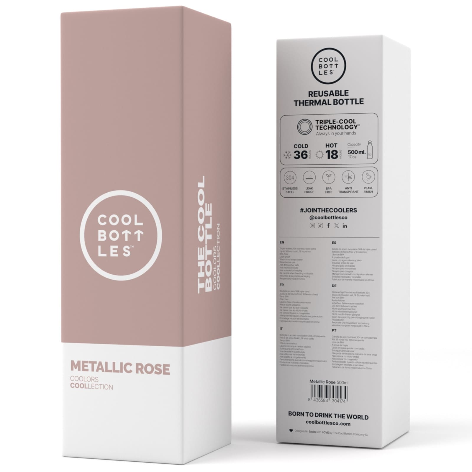 COOL BOTTLES Isolierflasche The Bottle Metallic Rose 500ml