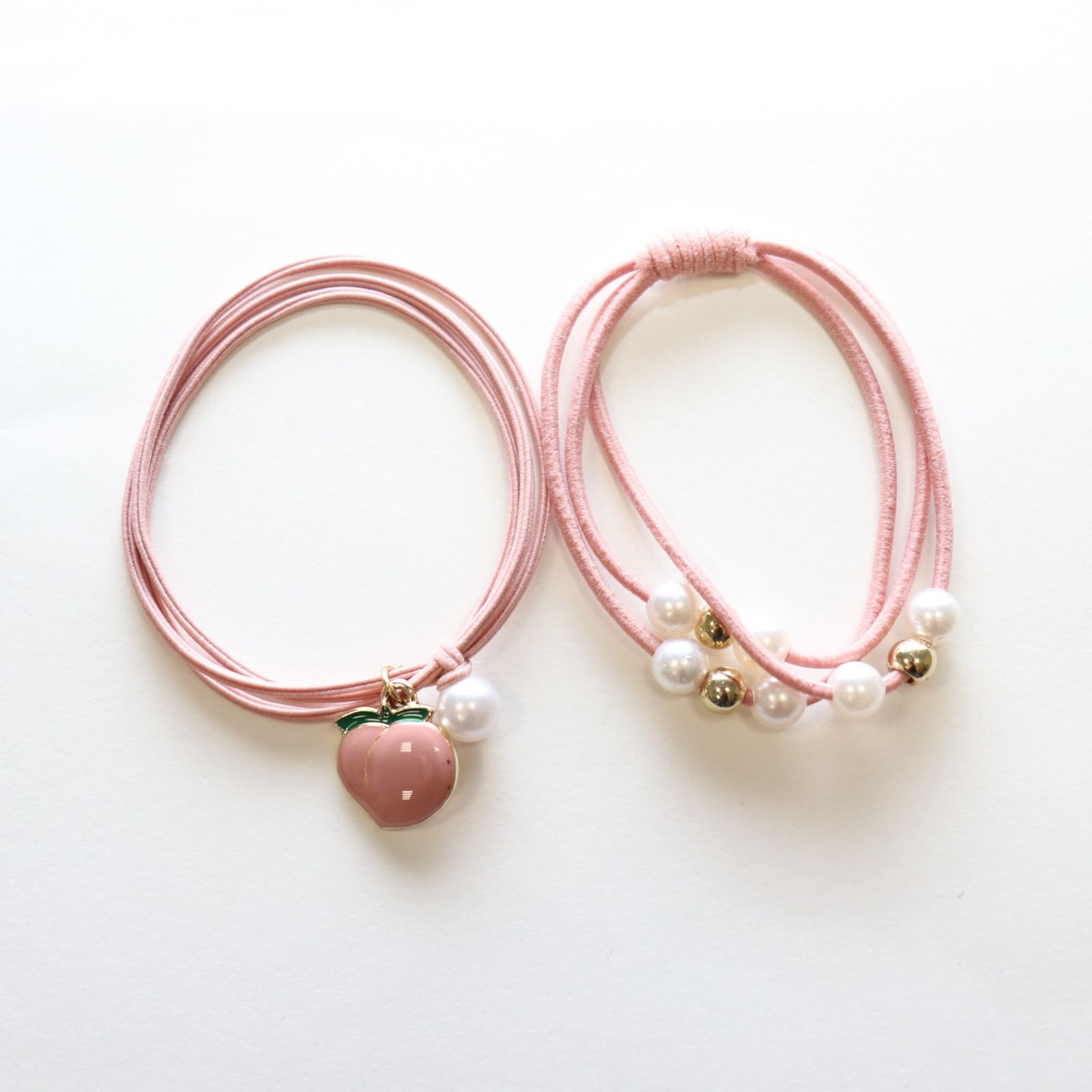 YUKO.B Haargummi 2er Pack Pfirsich & Creme