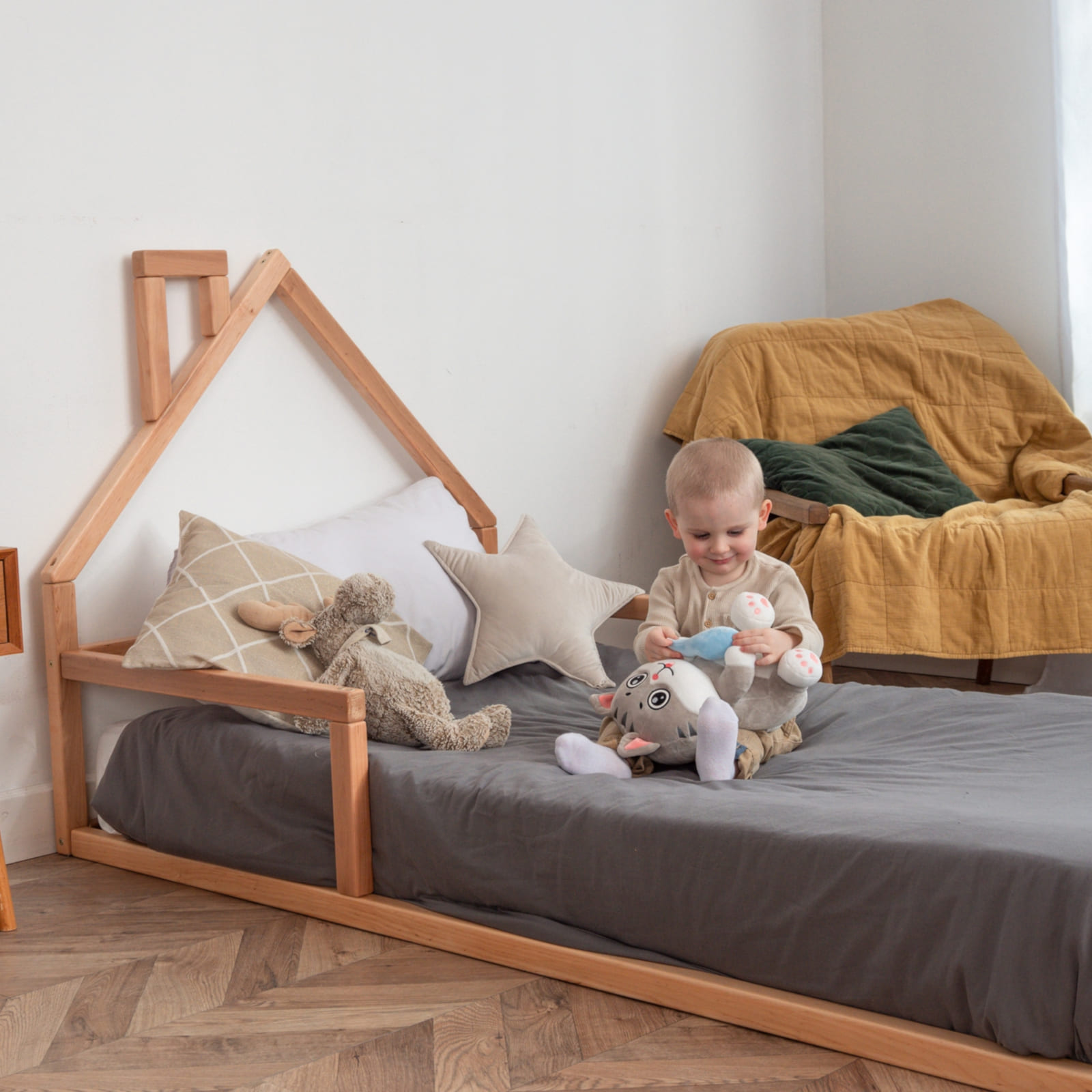 WOODANDHEARTS Lit au sol 90 x 200 cm nature