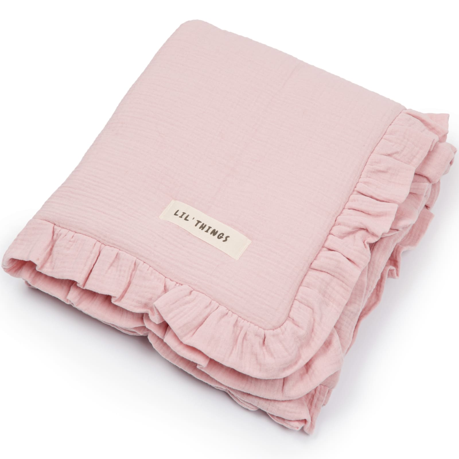 LIL'THINGS GOTS Literie à volant en mousseline rose