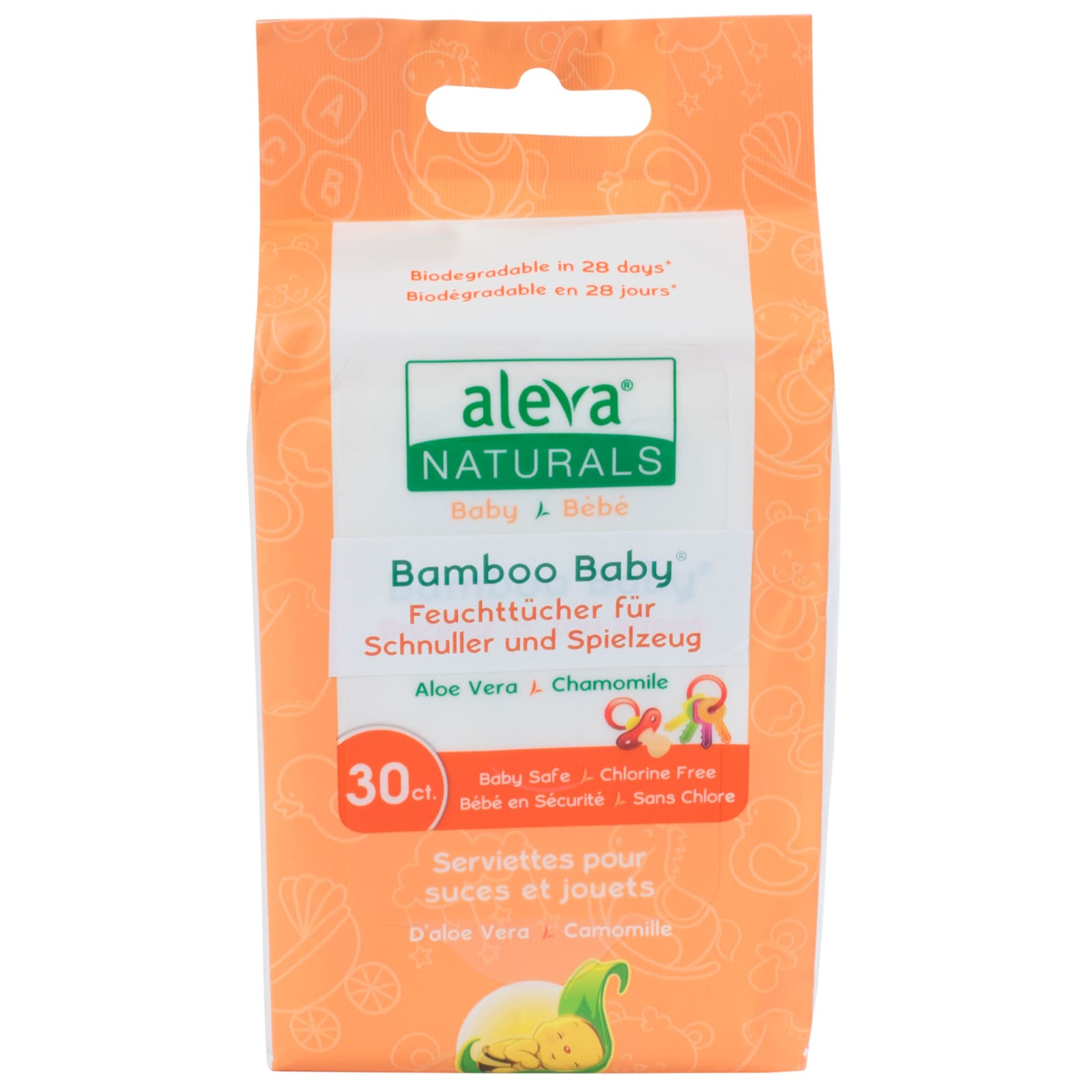 ALEVA NATURALS Bambus Feuchttücher für Schnuller und Spielzeug 30 Stk.