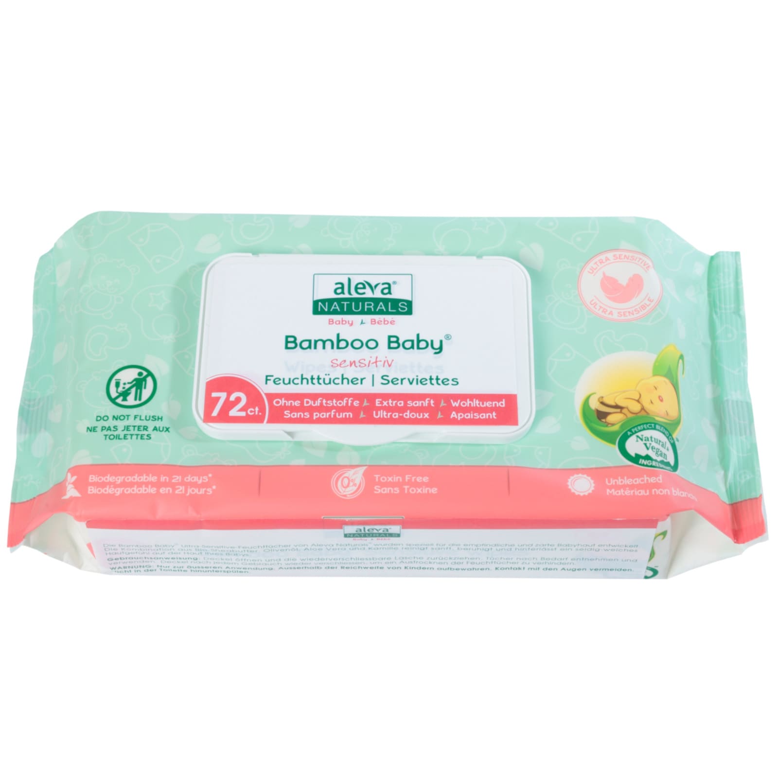 ALEVA NATURALS Bamboo Baby Sensitive Feuchttücher 72 Stk.