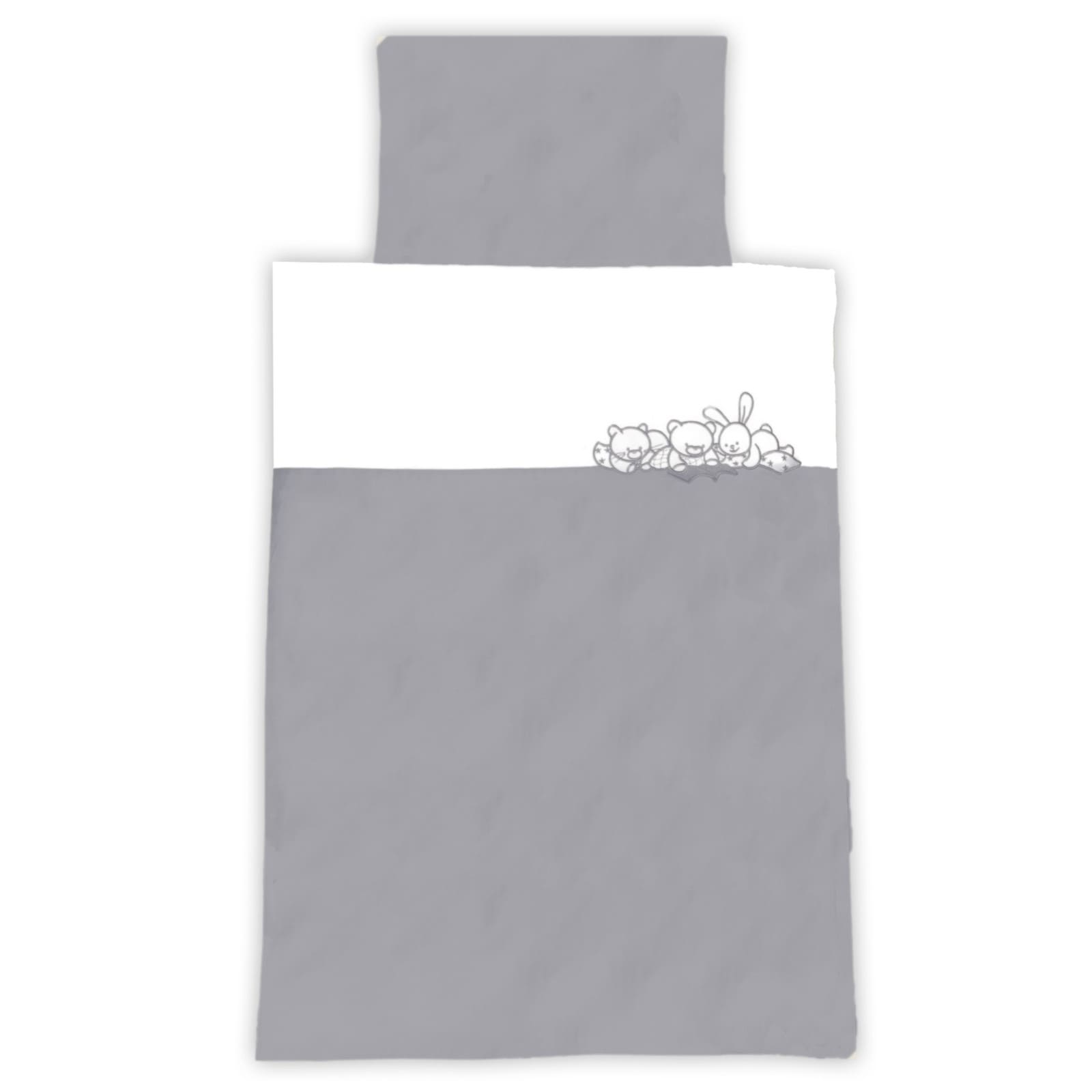 KULI-MULI Linge de lit Lyocell Petits Animaux gris foncé 100 x 135 cm