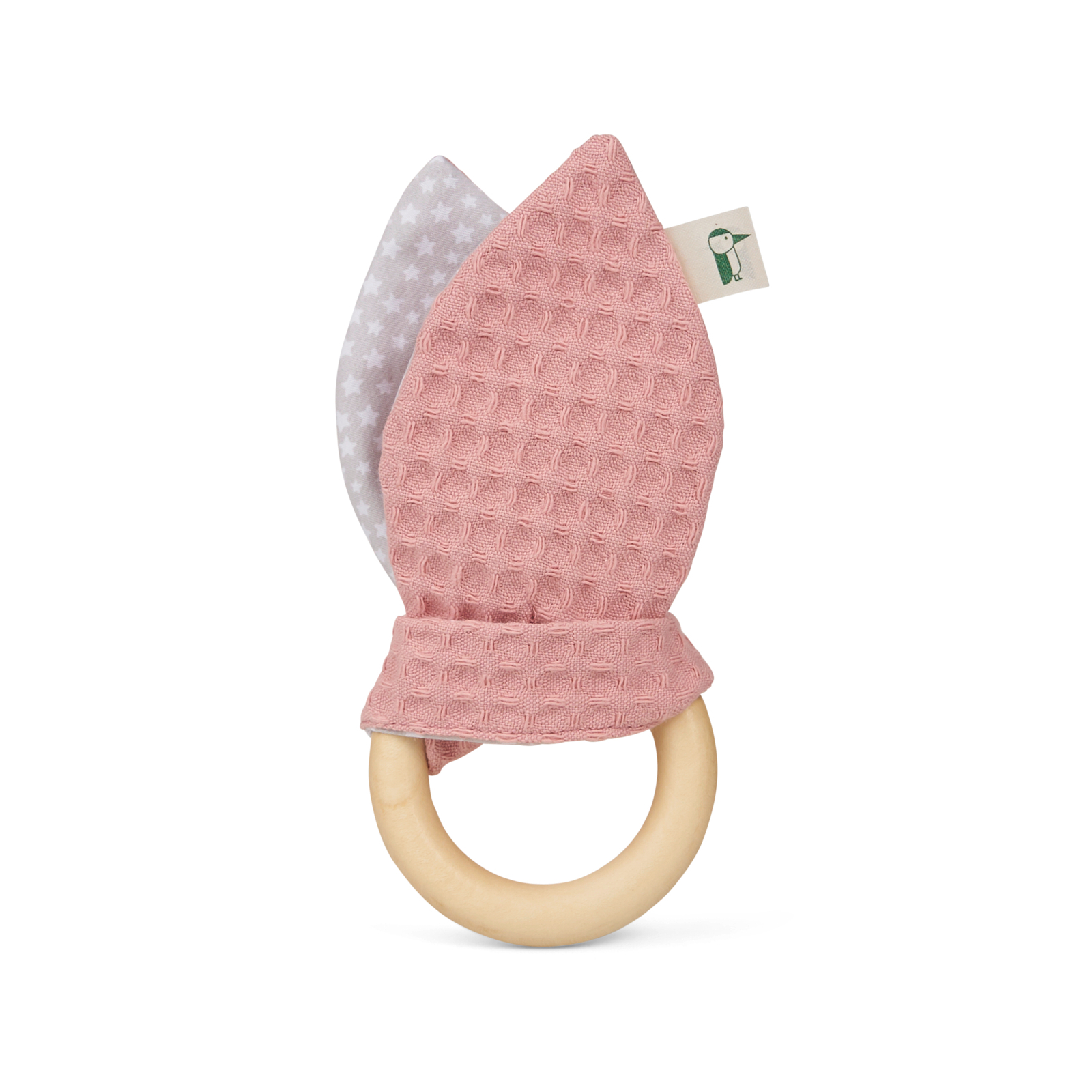 GRÜNSPECHT Greifring mit Stoffohren rosa