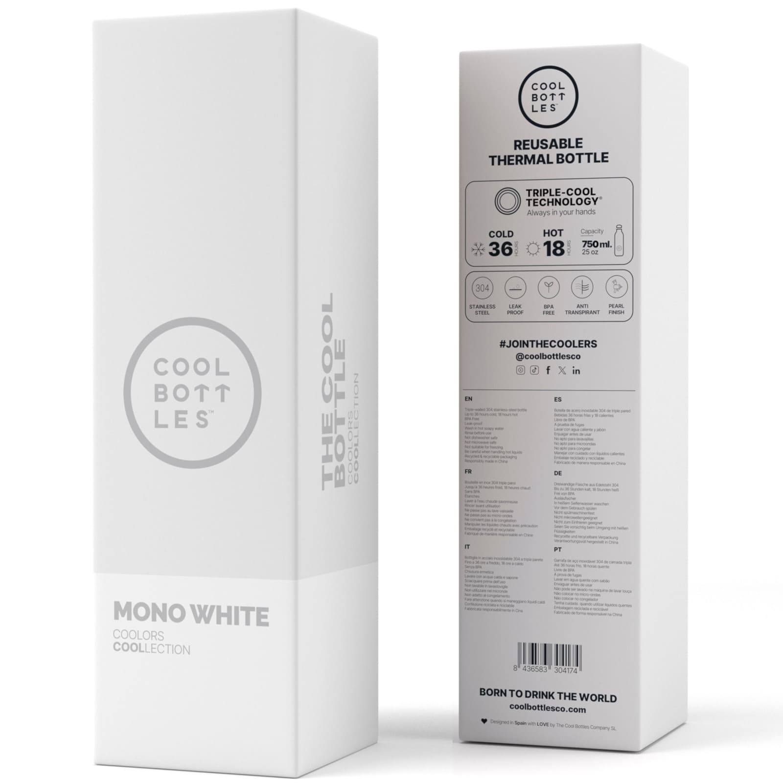 COOL BOTTLES Isolierflasche The Bottle Mono White 750ml