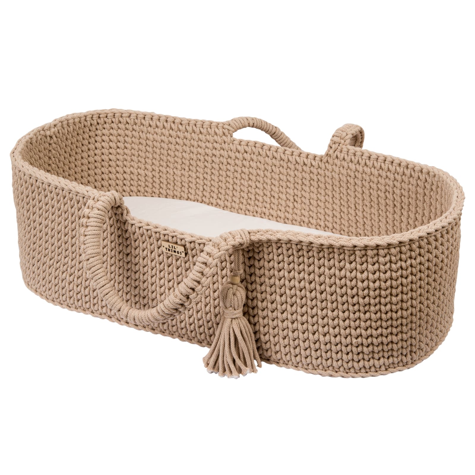 LIL'THINGS Moseskorb aus Baumwolle mit Matratze mokka