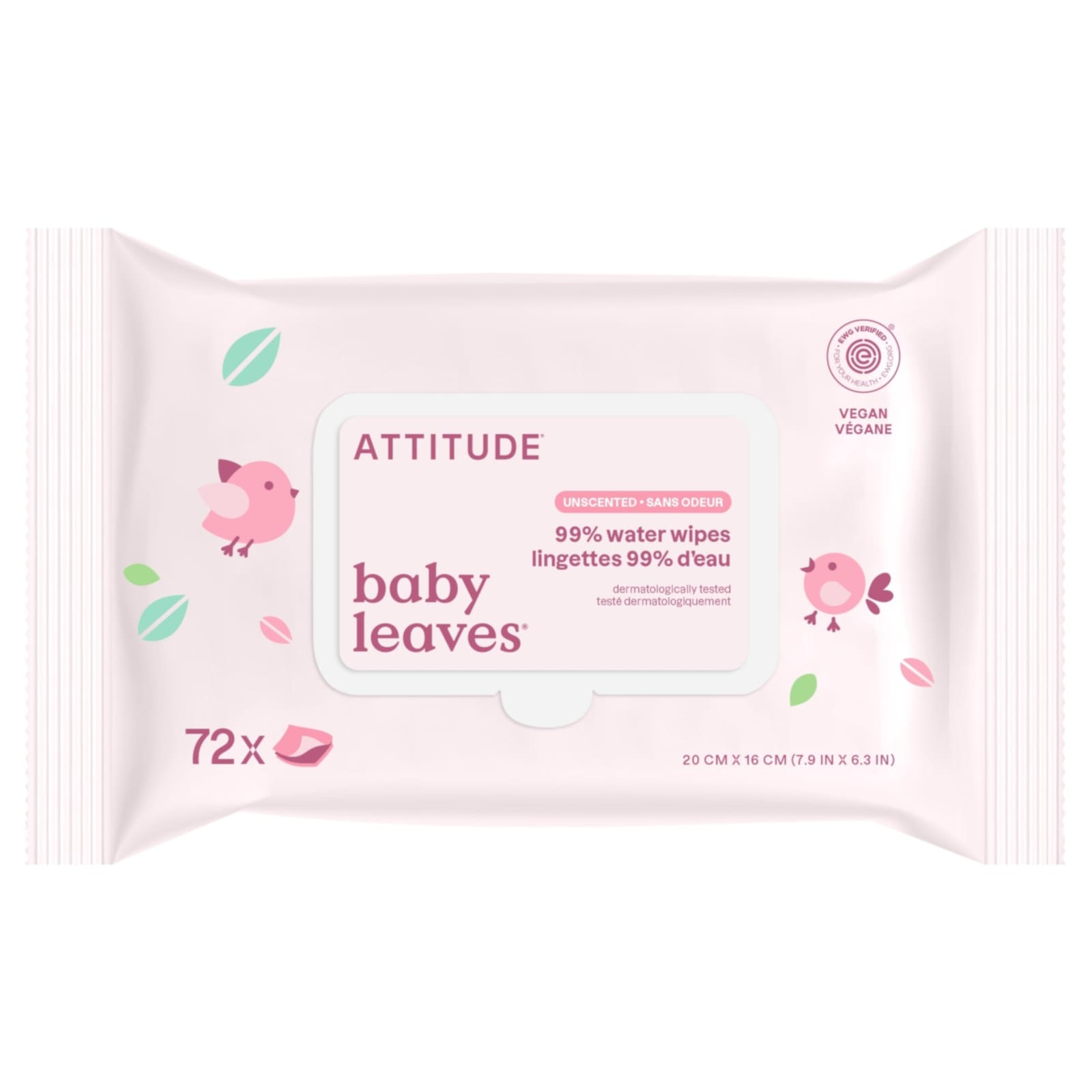 ATTITUDE Baby Leaves Feuchttücher unparfümiert 72 Stk.