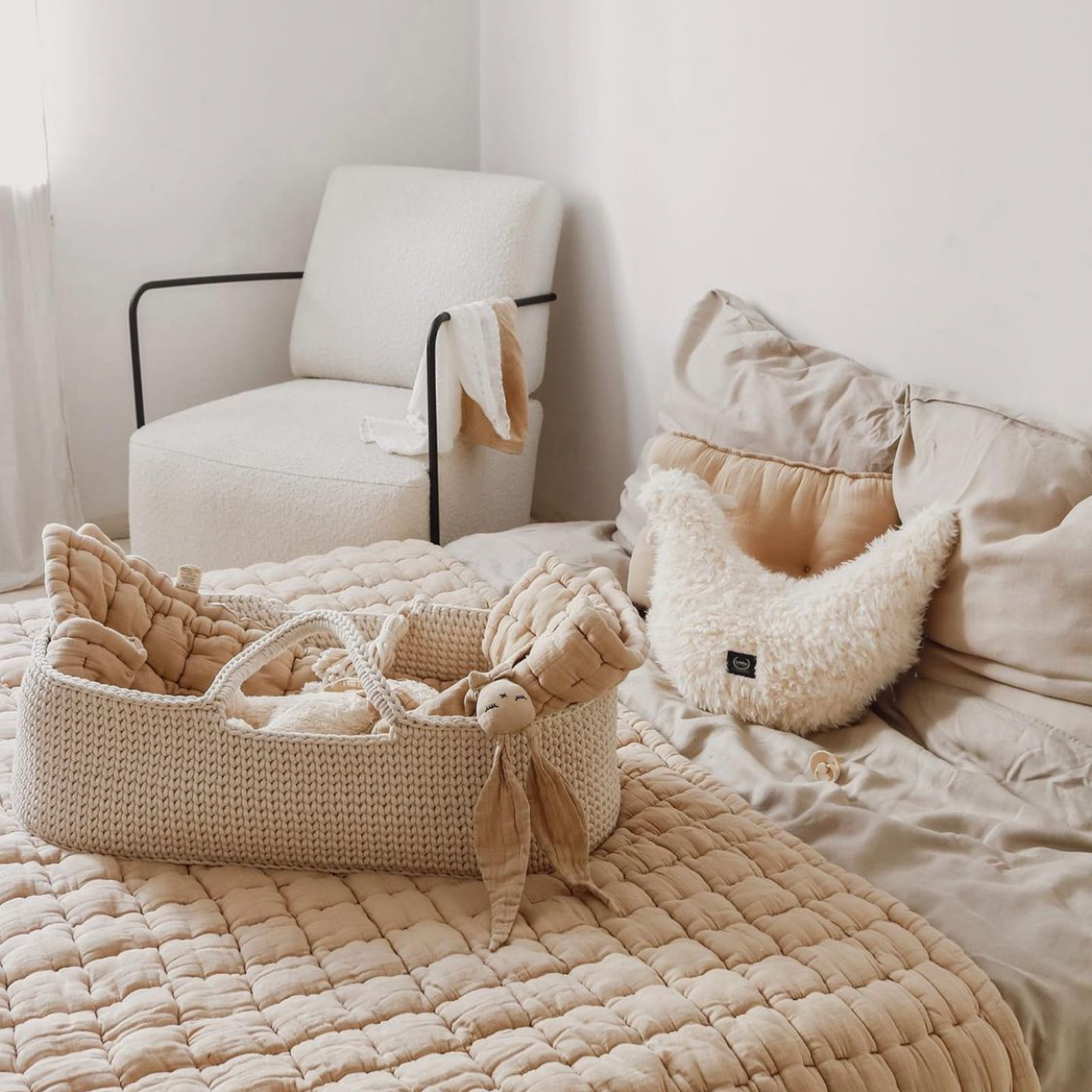 LIL'THINGS Couffin Moïse en coton avec matelas naturel