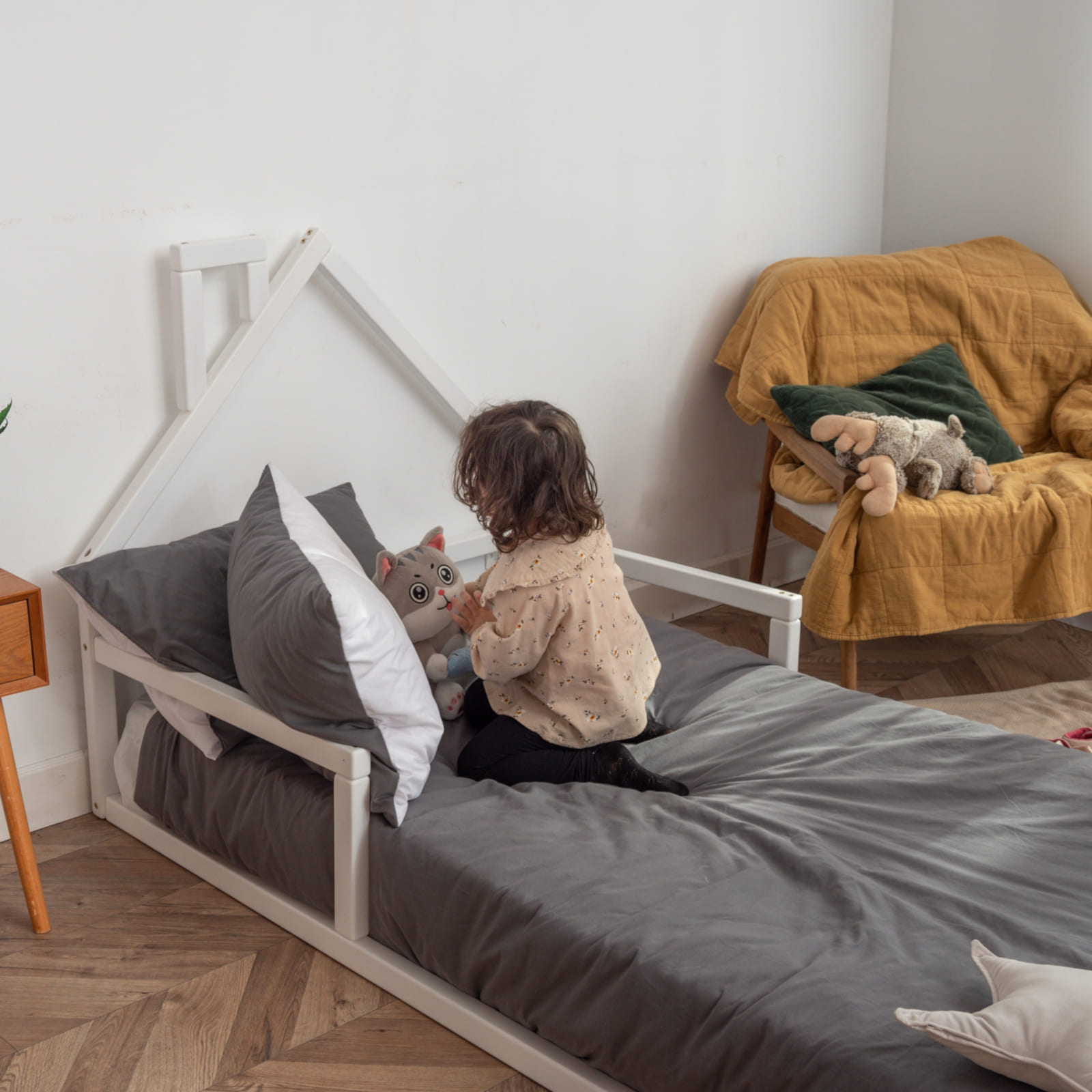 WOODANDHEARTS Lit au sol 90 x 200 cm blanc