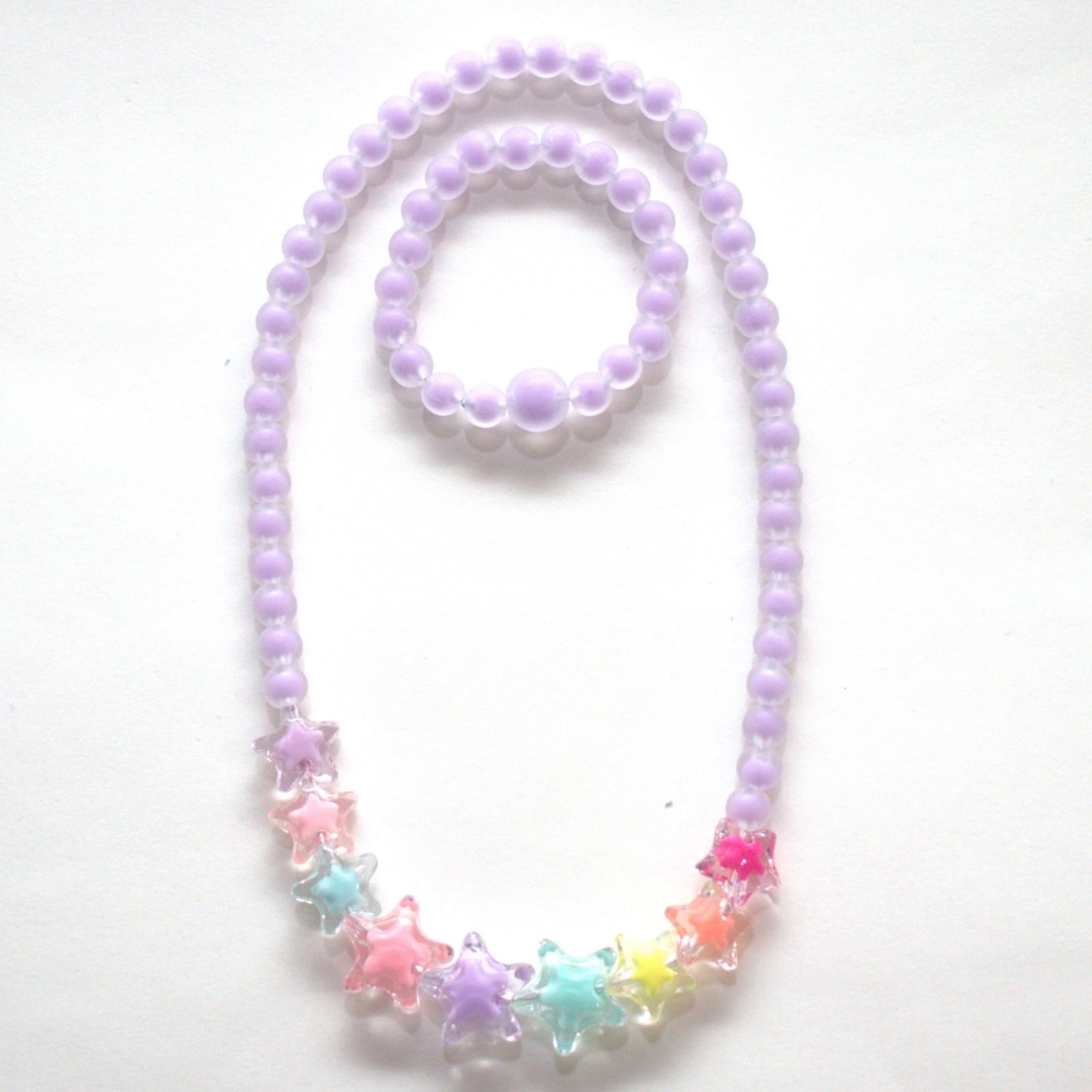 YUKO.B Halskette und Armband Sterne lila