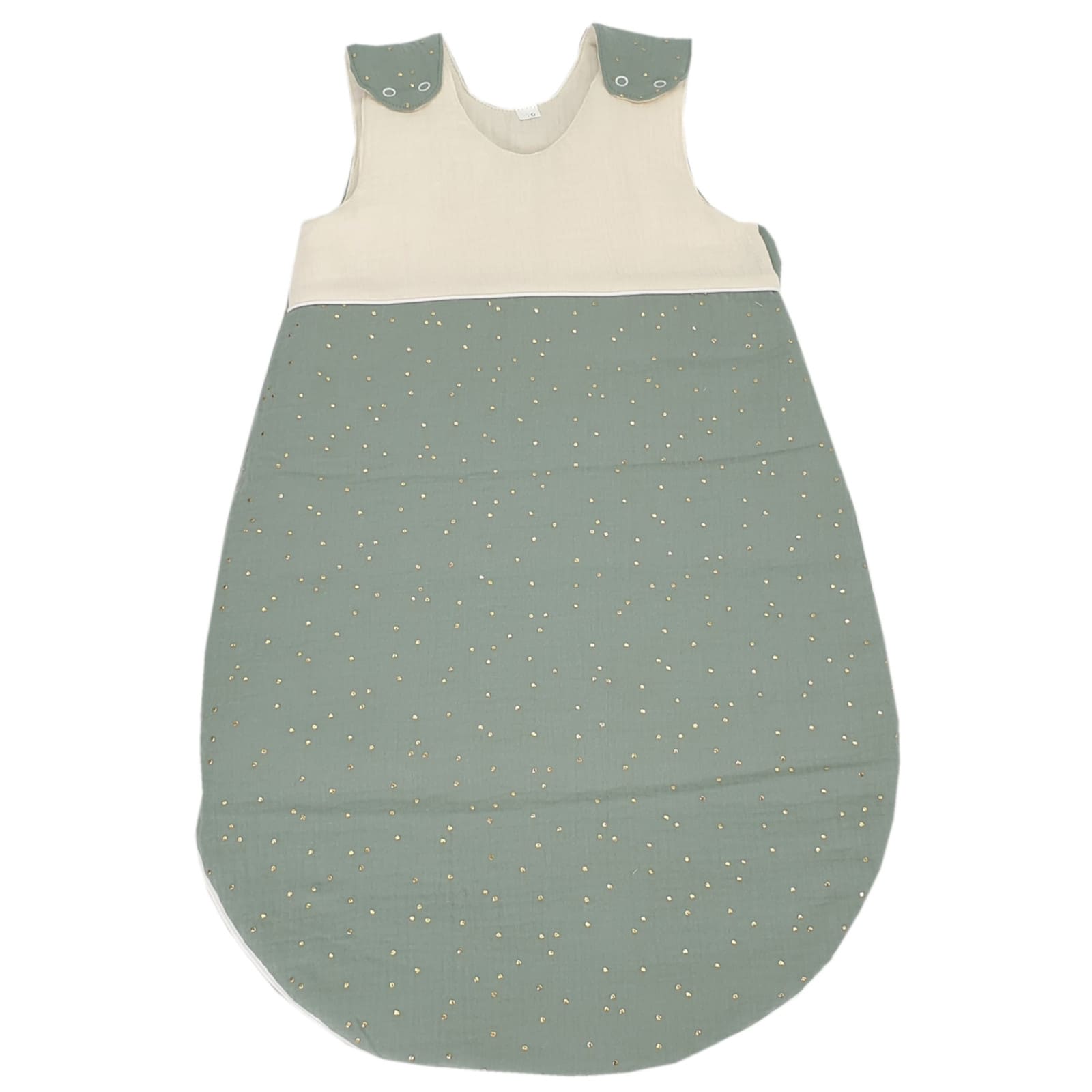 KULI-MULI Ganzjahresschlafsack Baumwolle 110 cm ecru-grün