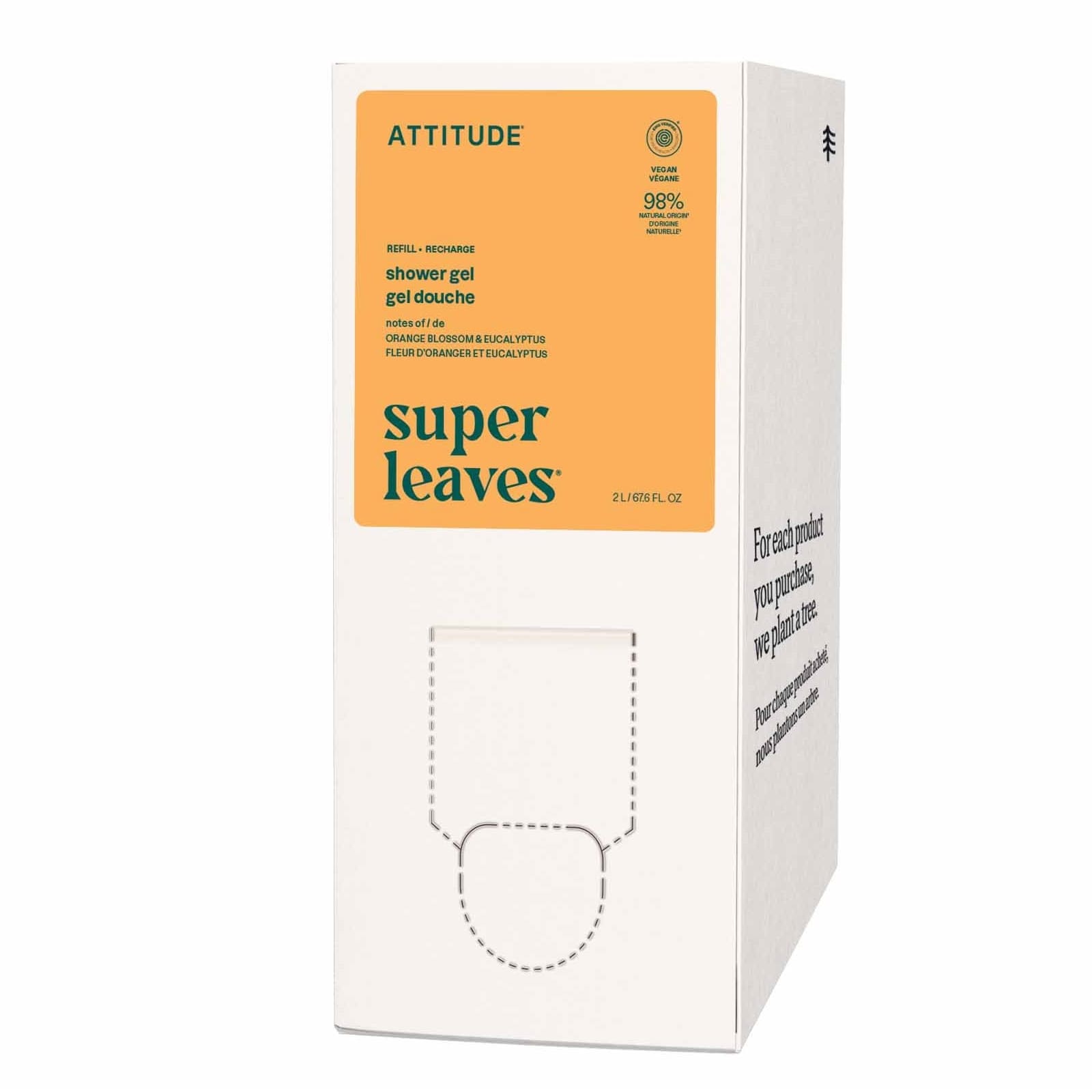 ATTITUDE Super Leaves Gel douche énergisant feuille d’oranger 2 litres