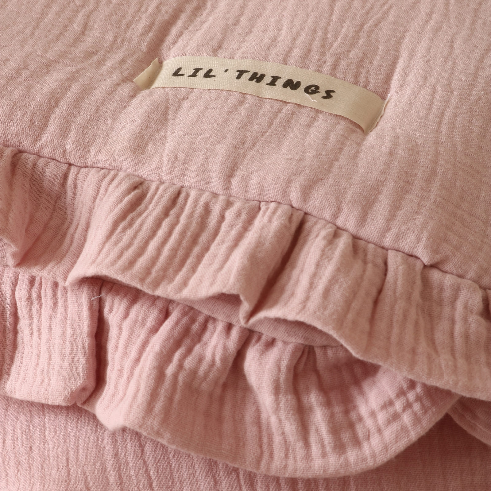 LIL'THINGS GOTS Literie à volant en mousseline rose