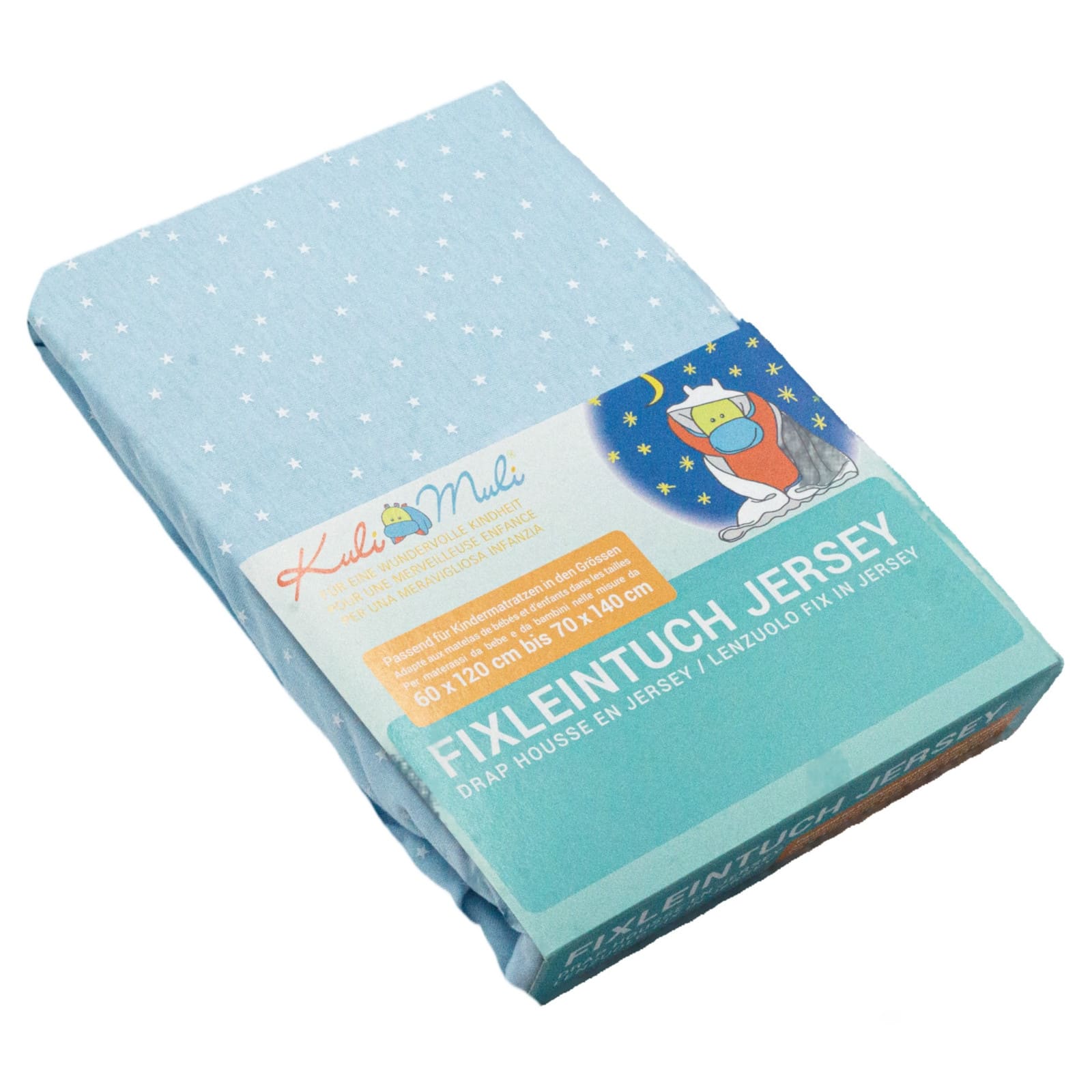 KULI-MULI Fixleintuch Jersey Stern hellblau 35 x 80 cm