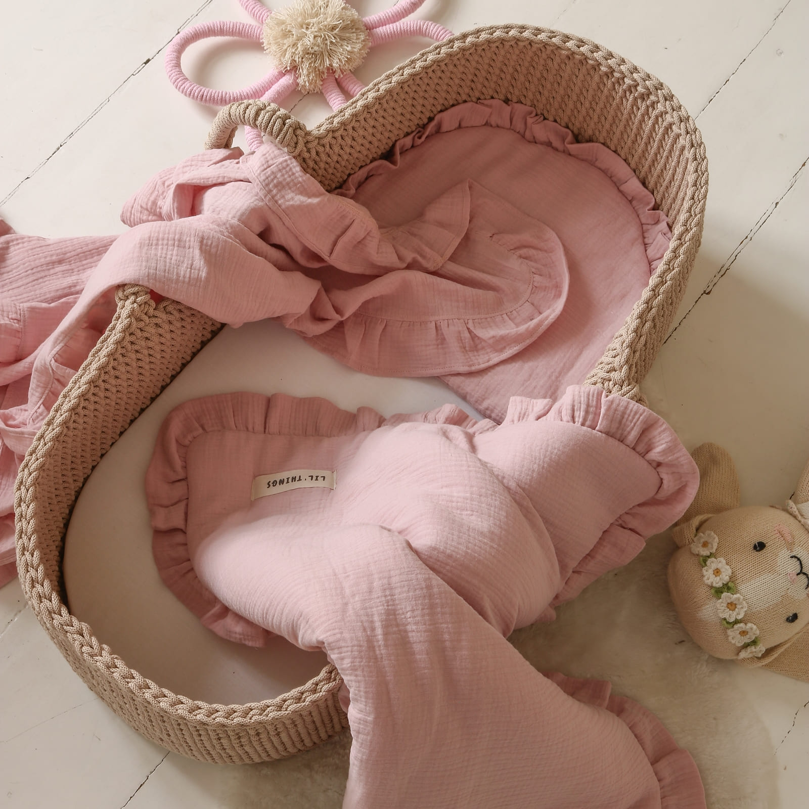 LIL'THINGS Couverture d'emmaillotage en mousseline rose