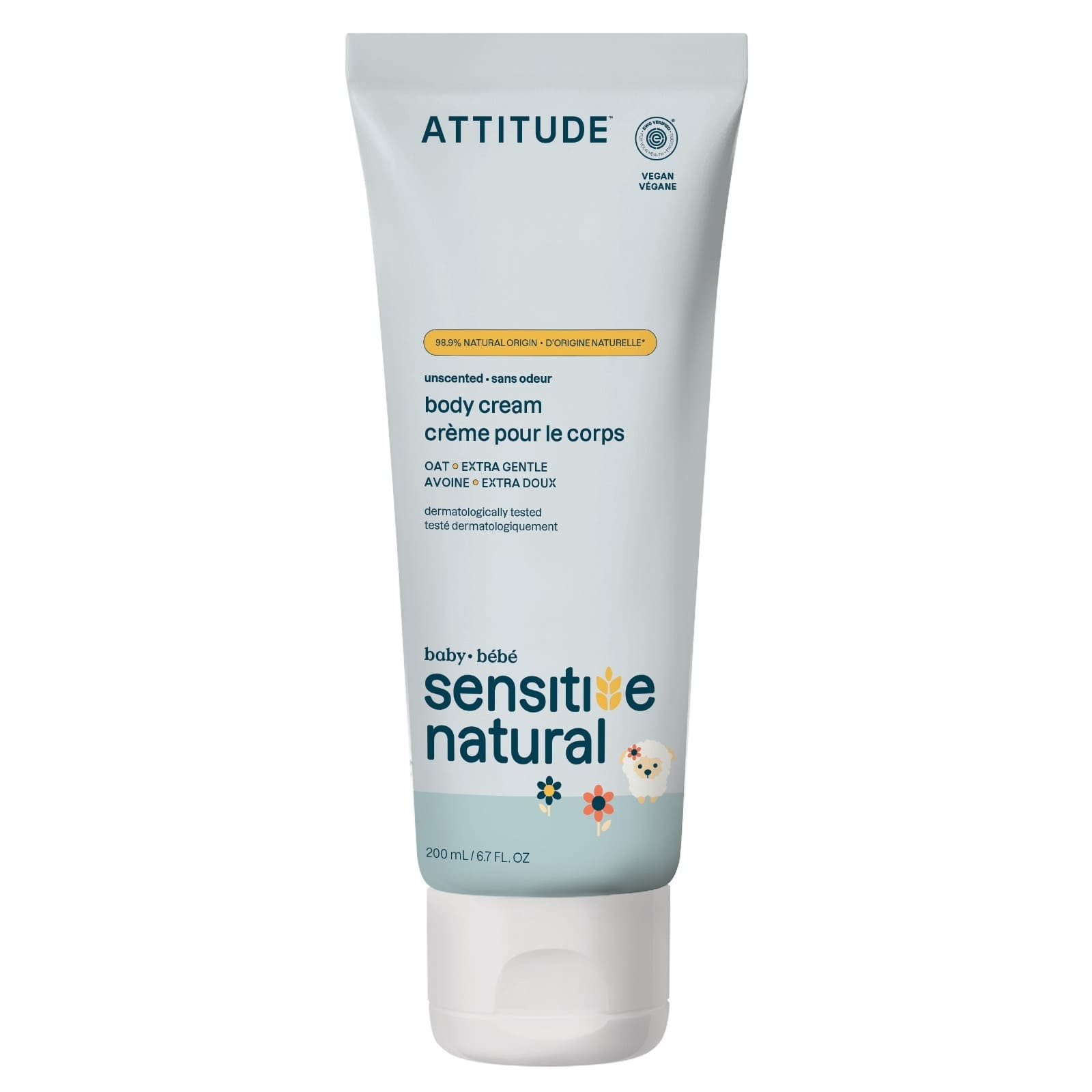 ATTITUDE sensitive natural baby care Crème de corps sans odeur 200ml