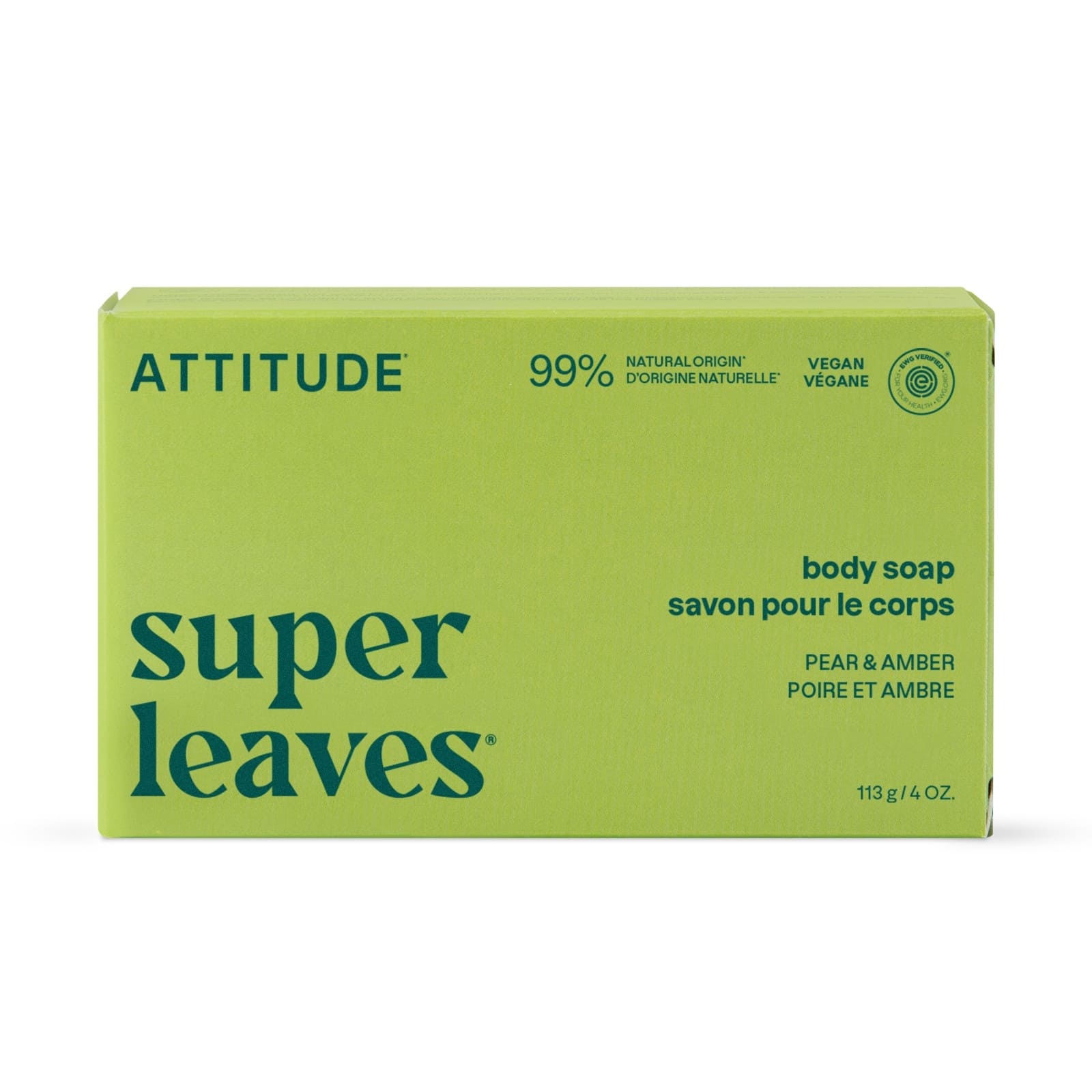 ATTITUDE super leaves Savon pour le corps Poire & Ambre 113g